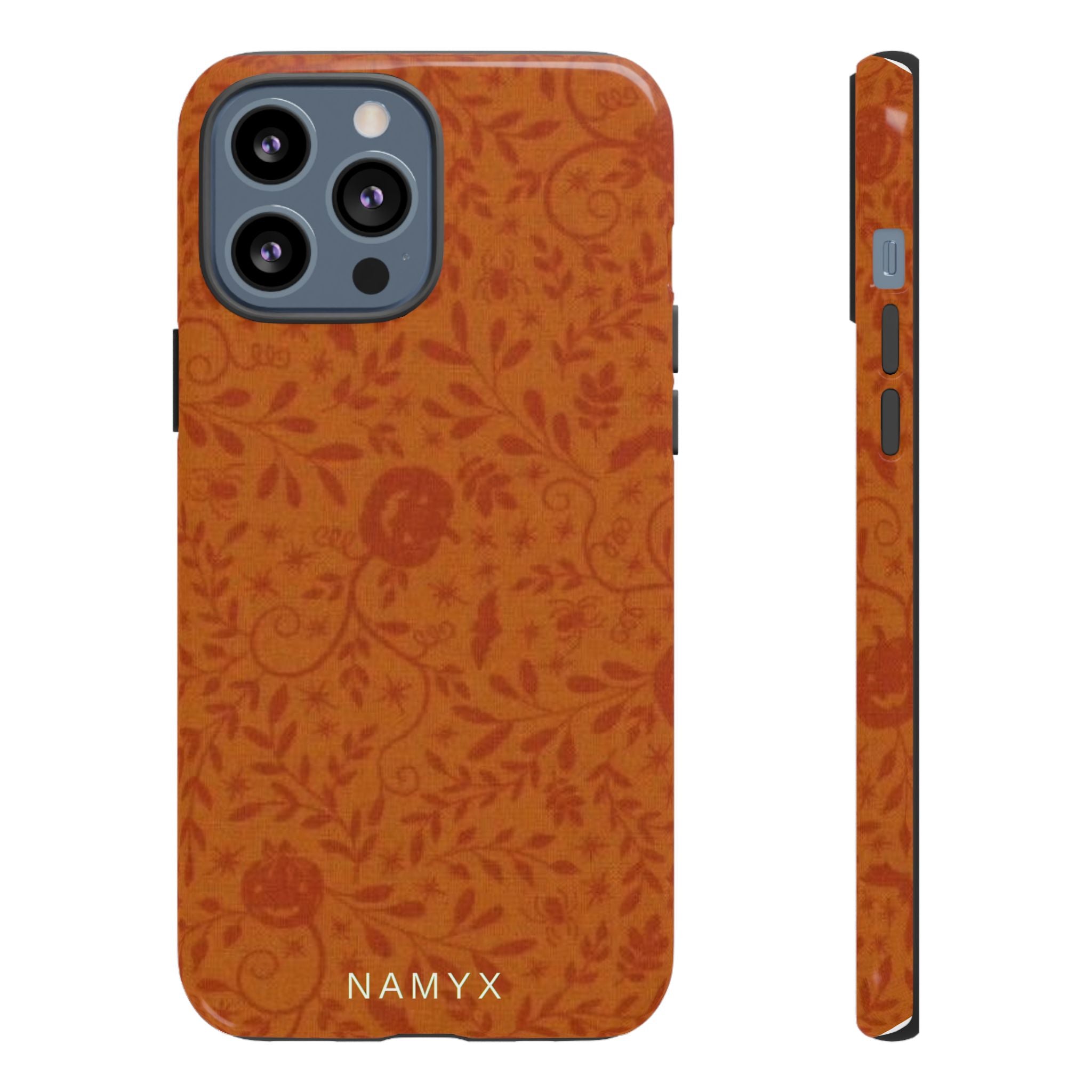Floral Leather Phone Case — Rustic Orange Botanical Tough Case