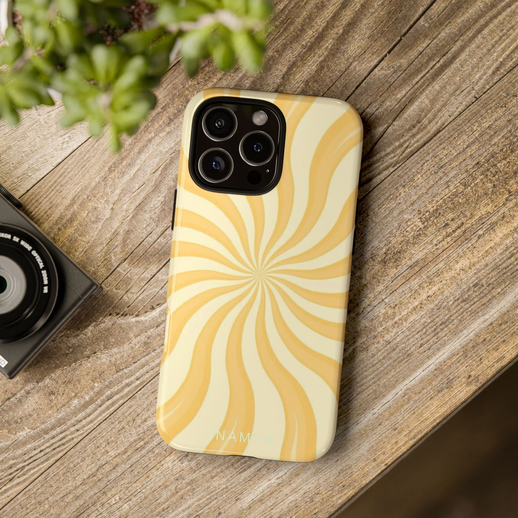 Phone Case — Retro Yellow Swirl Tough Protective Cover