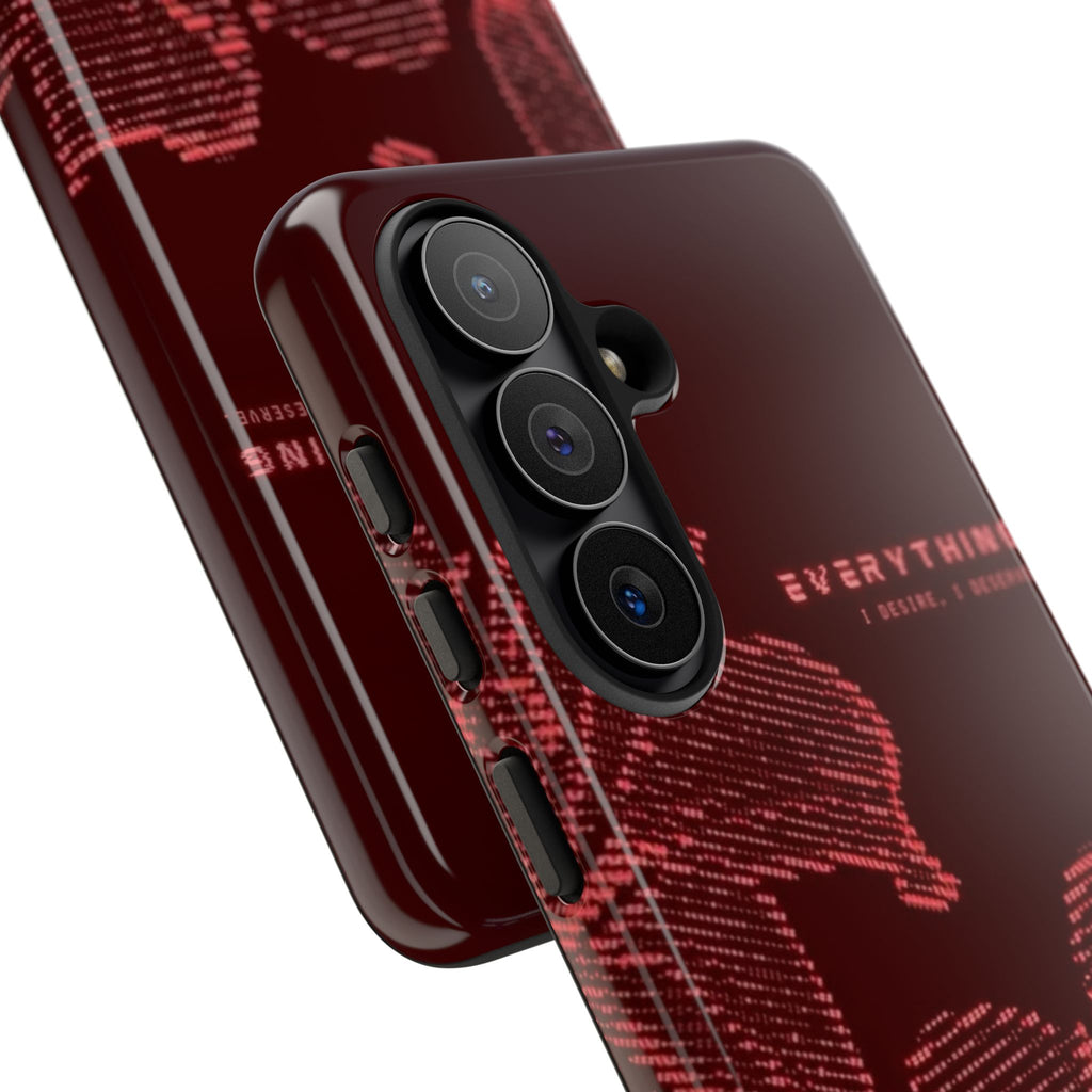 Floral Tough Phone Case — 'Everything' Burgundy Protective Cover