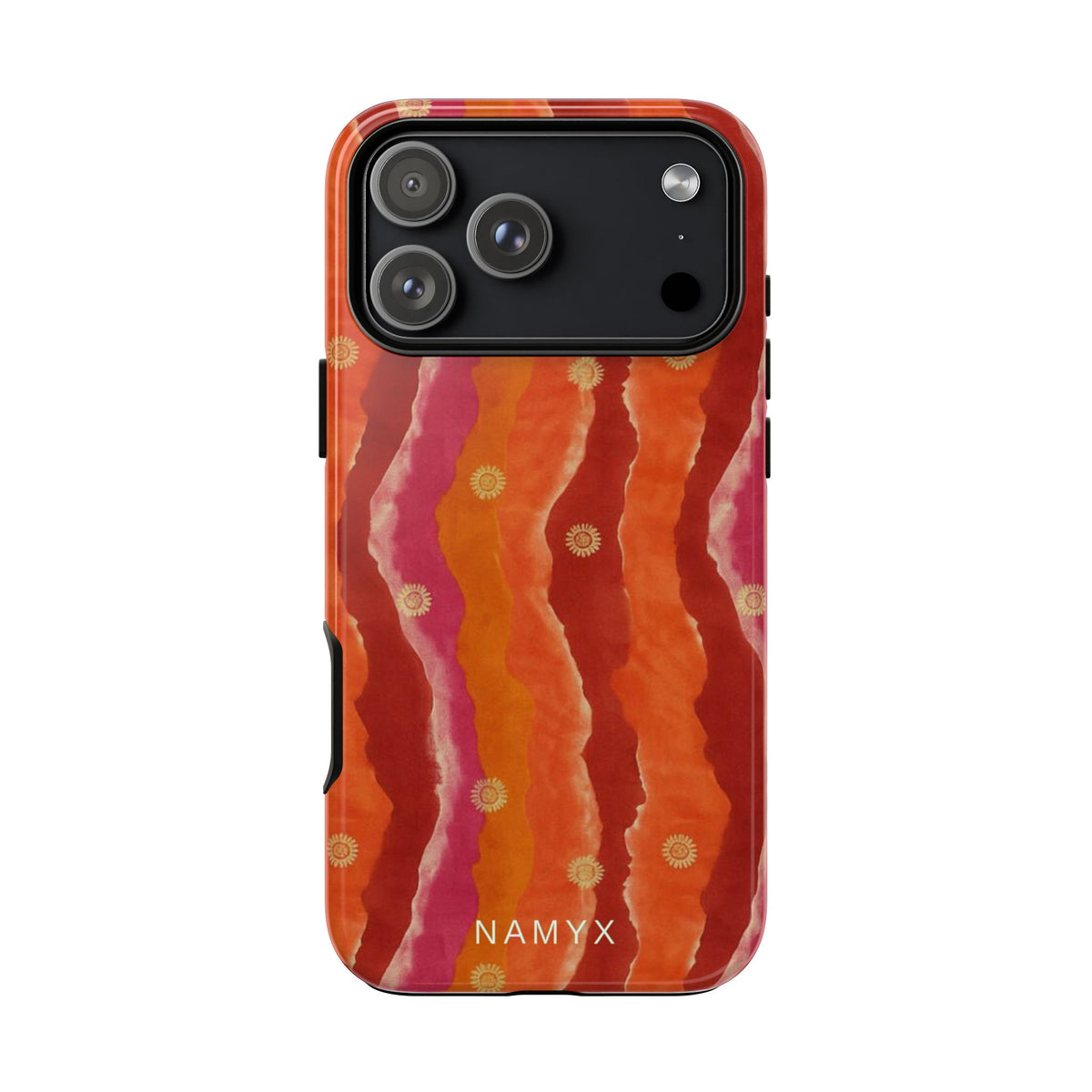 Abstract Red Waves Phone Case — Bold Orange & Pink Protective Tough Case