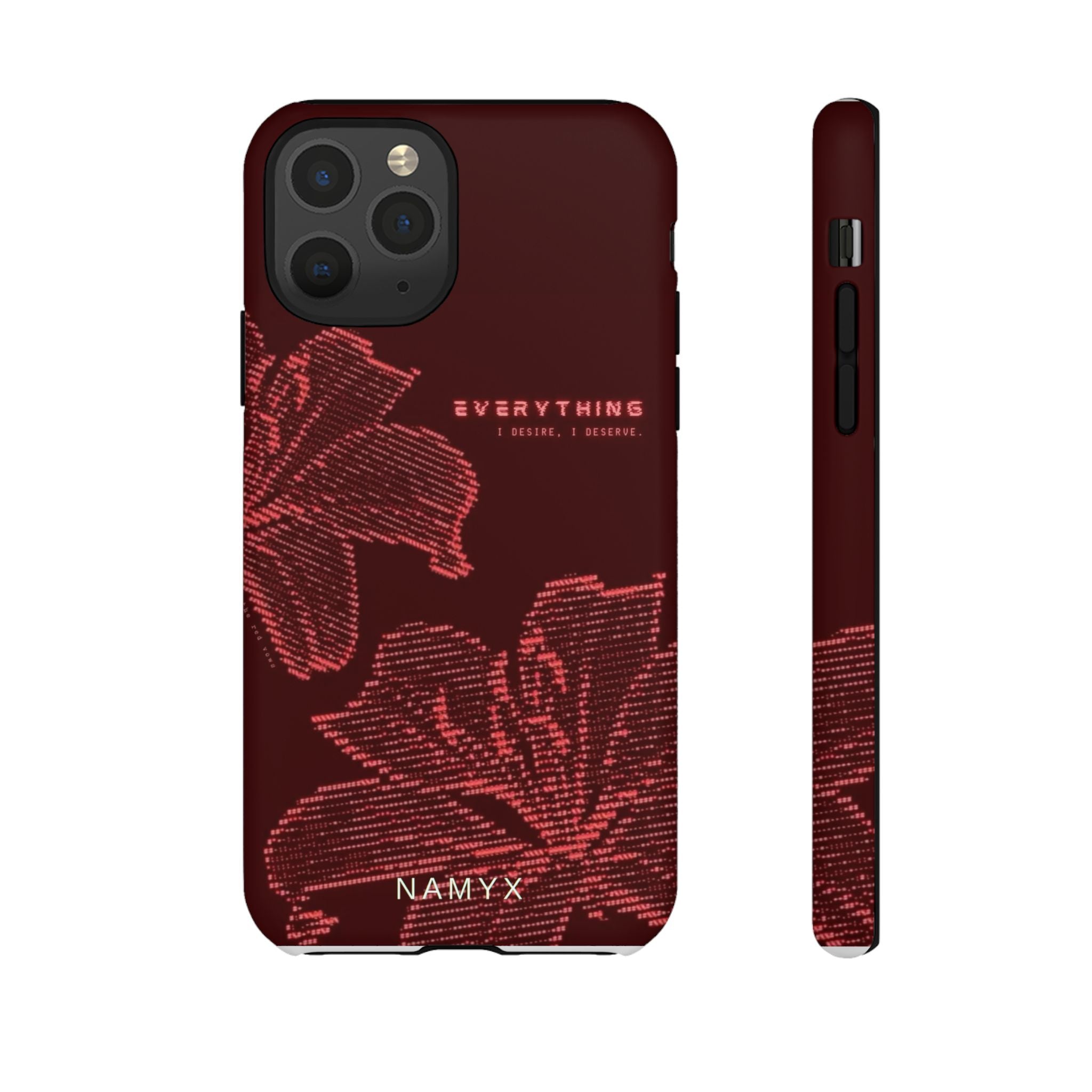 Floral Tough Phone Case — 'Everything' Burgundy Protective Cover