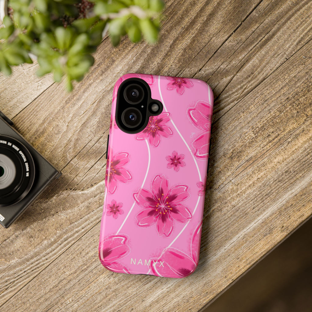 Pink Cherry Blossom Tough Phone Case — Floral Protective Cover