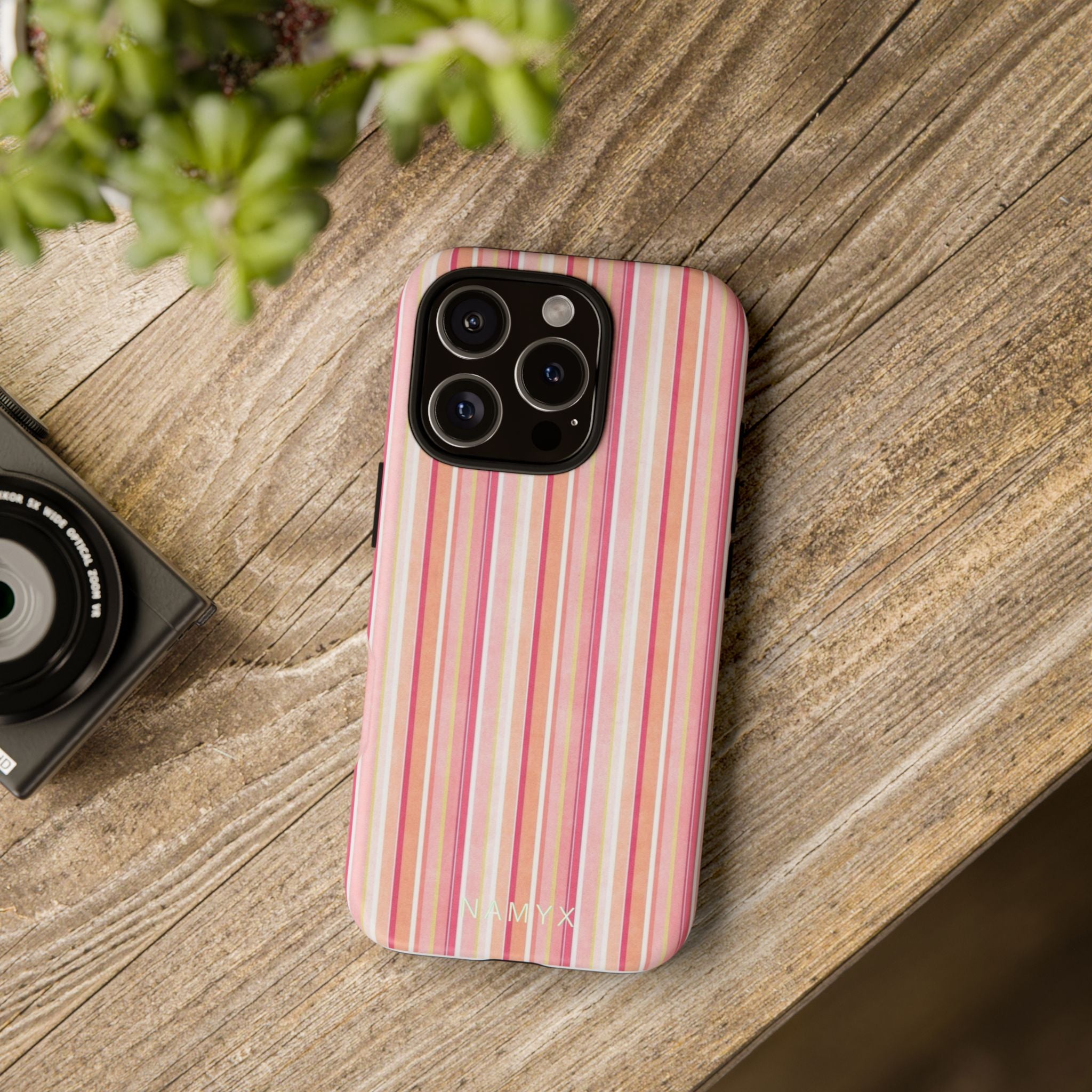 Pink Vintage Stripe Tough Phone Case