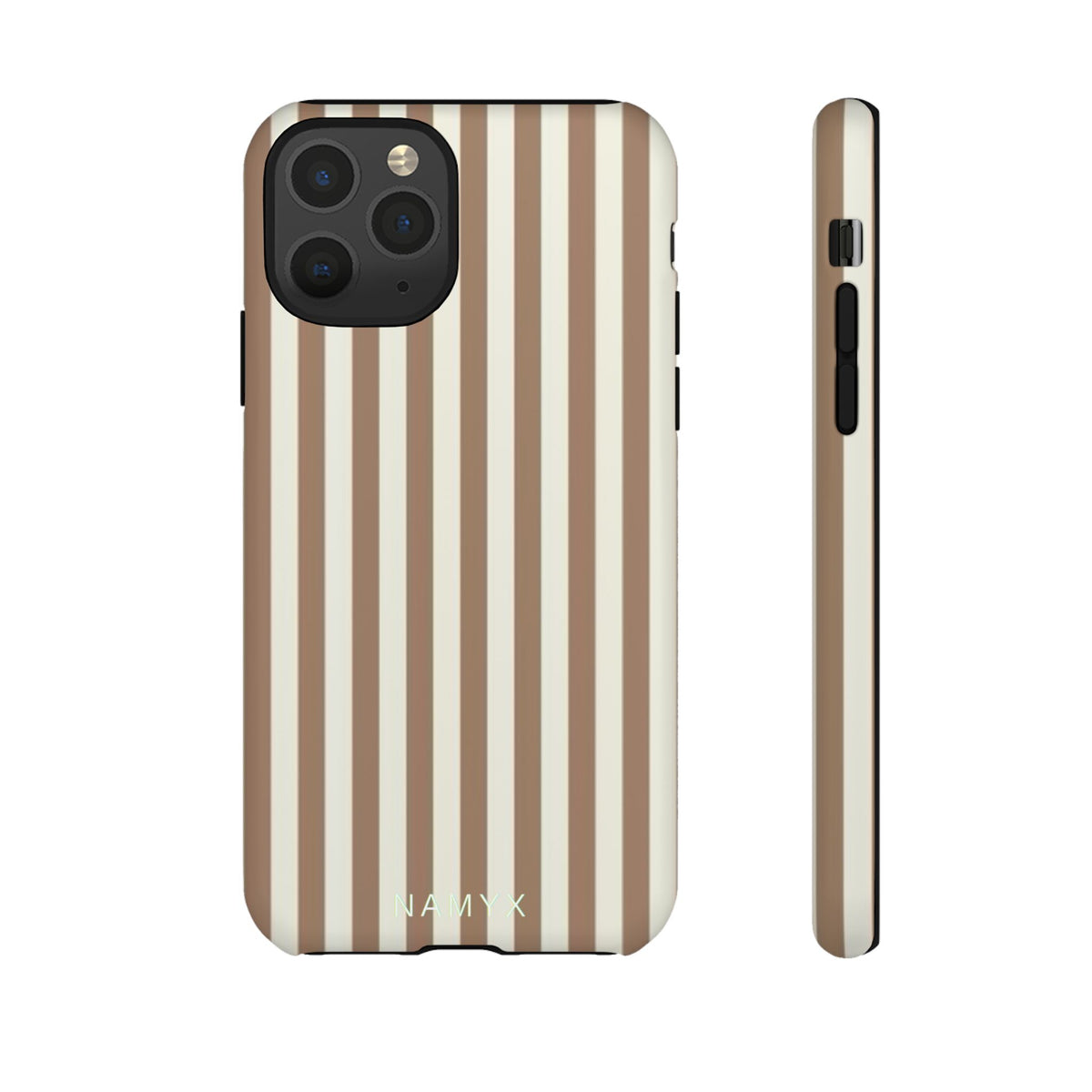 Striped Beige Phone Case — Classic Vertical Brown & Cream Stripe Tough Case
