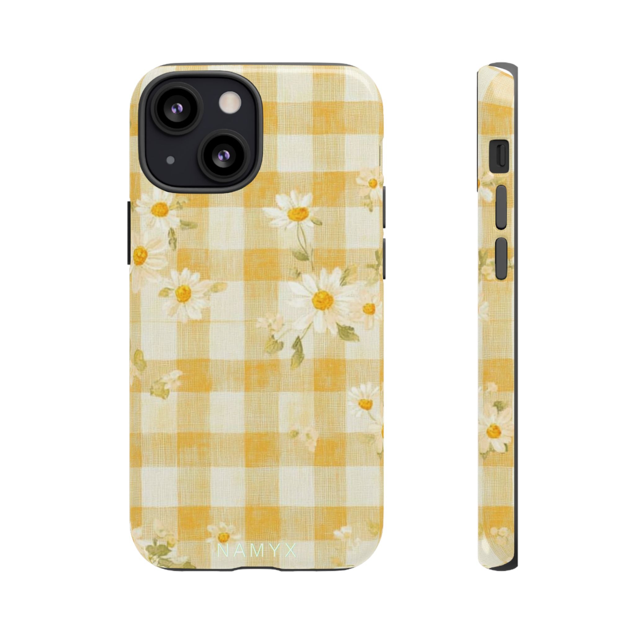 Daisy Gingham Tough Phone Case — Yellow Floral Protective Cover