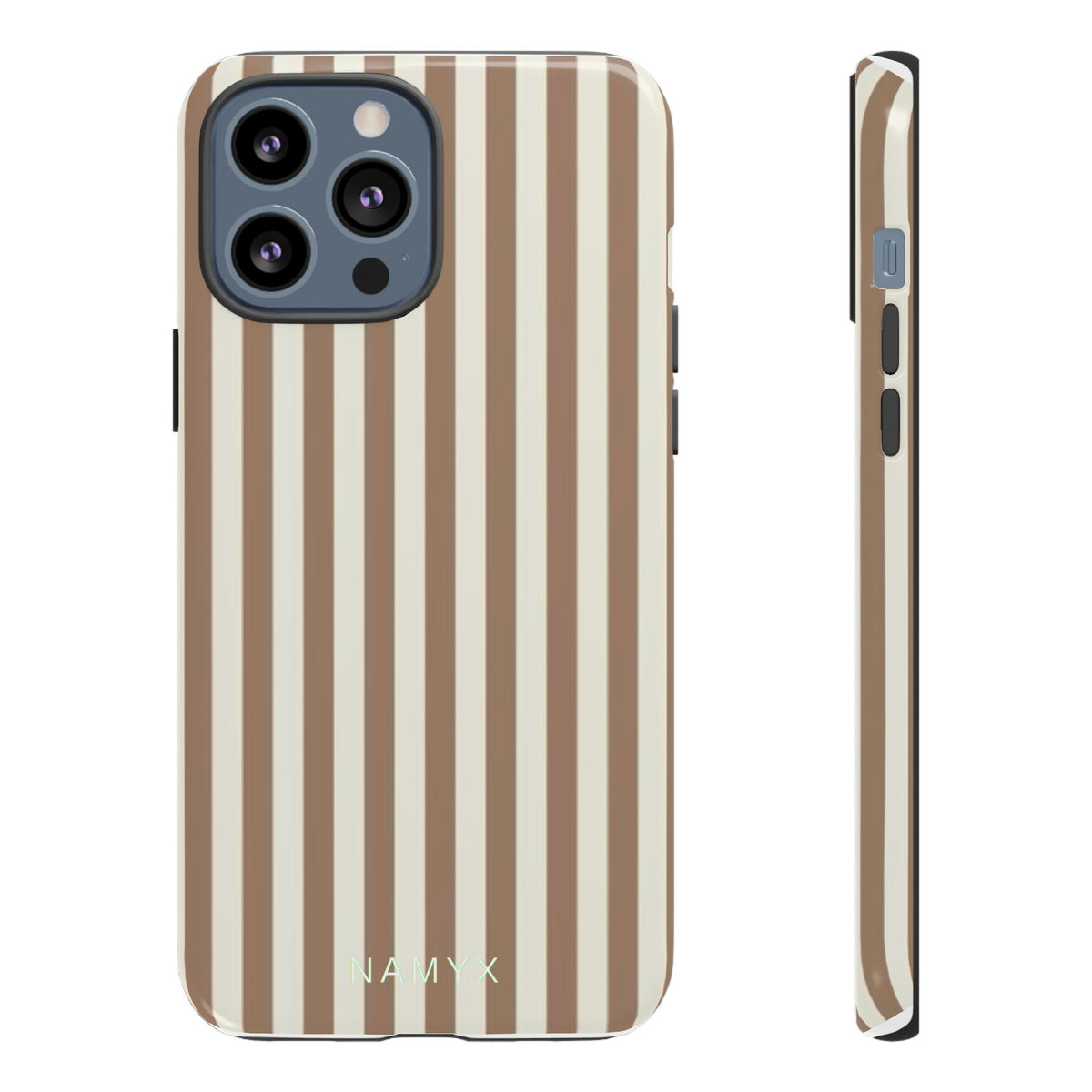 Striped Beige Phone Case — Classic Vertical Brown & Cream Stripe Tough Case