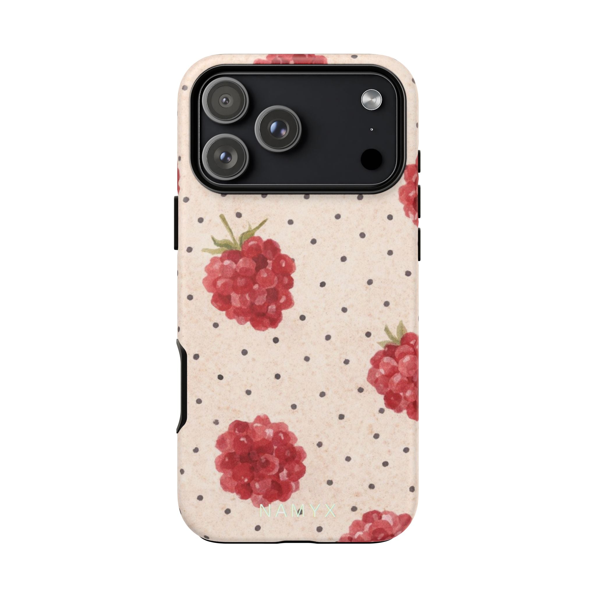 Raspberry Dotted Tough Phone Case — Vintage Floral Protective Cover