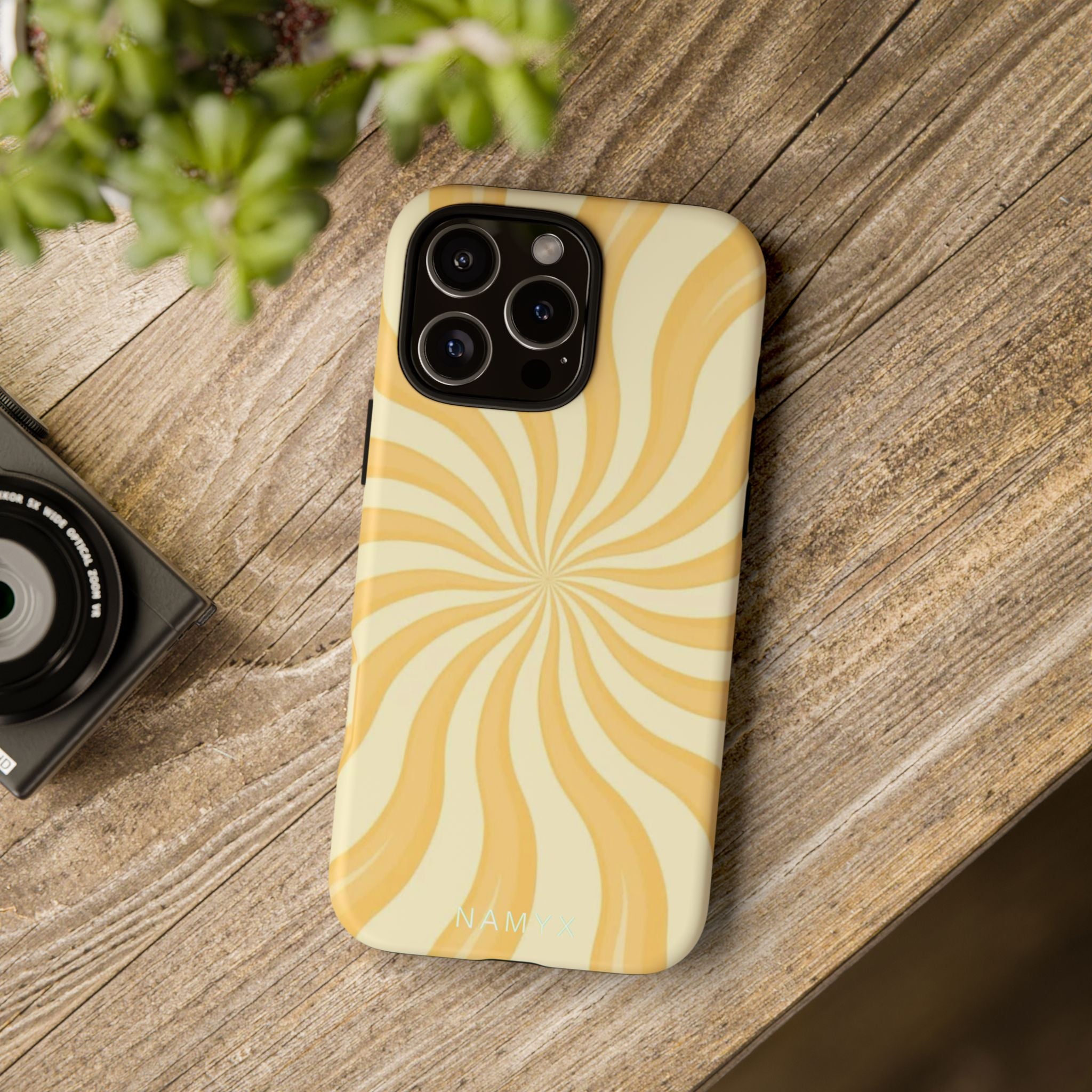 Phone Case — Retro Yellow Swirl Tough Protective Cover