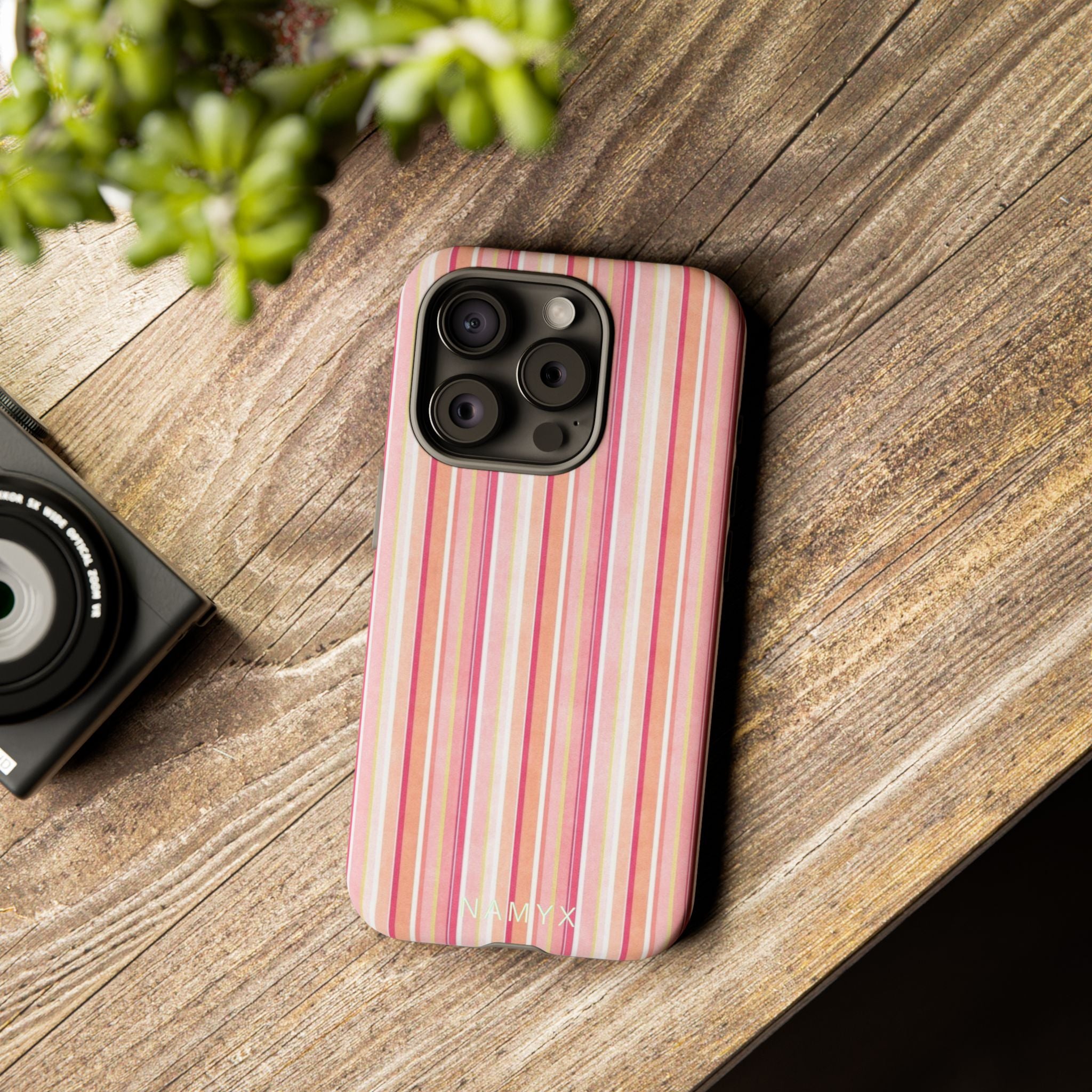 Pink Vintage Stripe Tough Phone Case