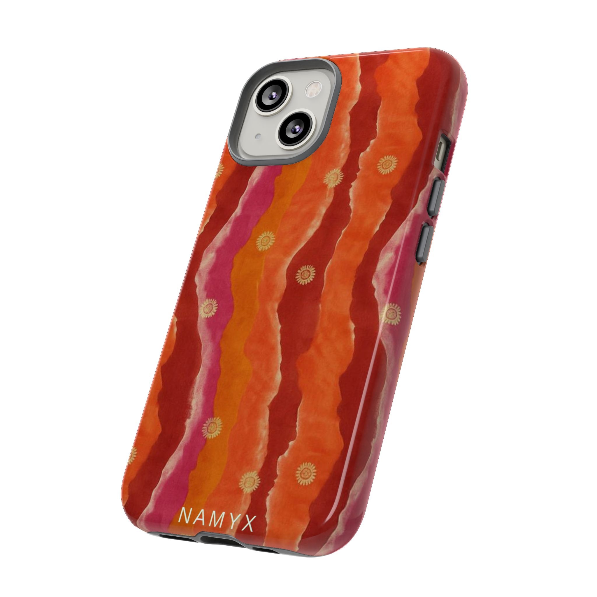 Abstract Red Waves Phone Case — Bold Orange & Pink Protective Tough Case