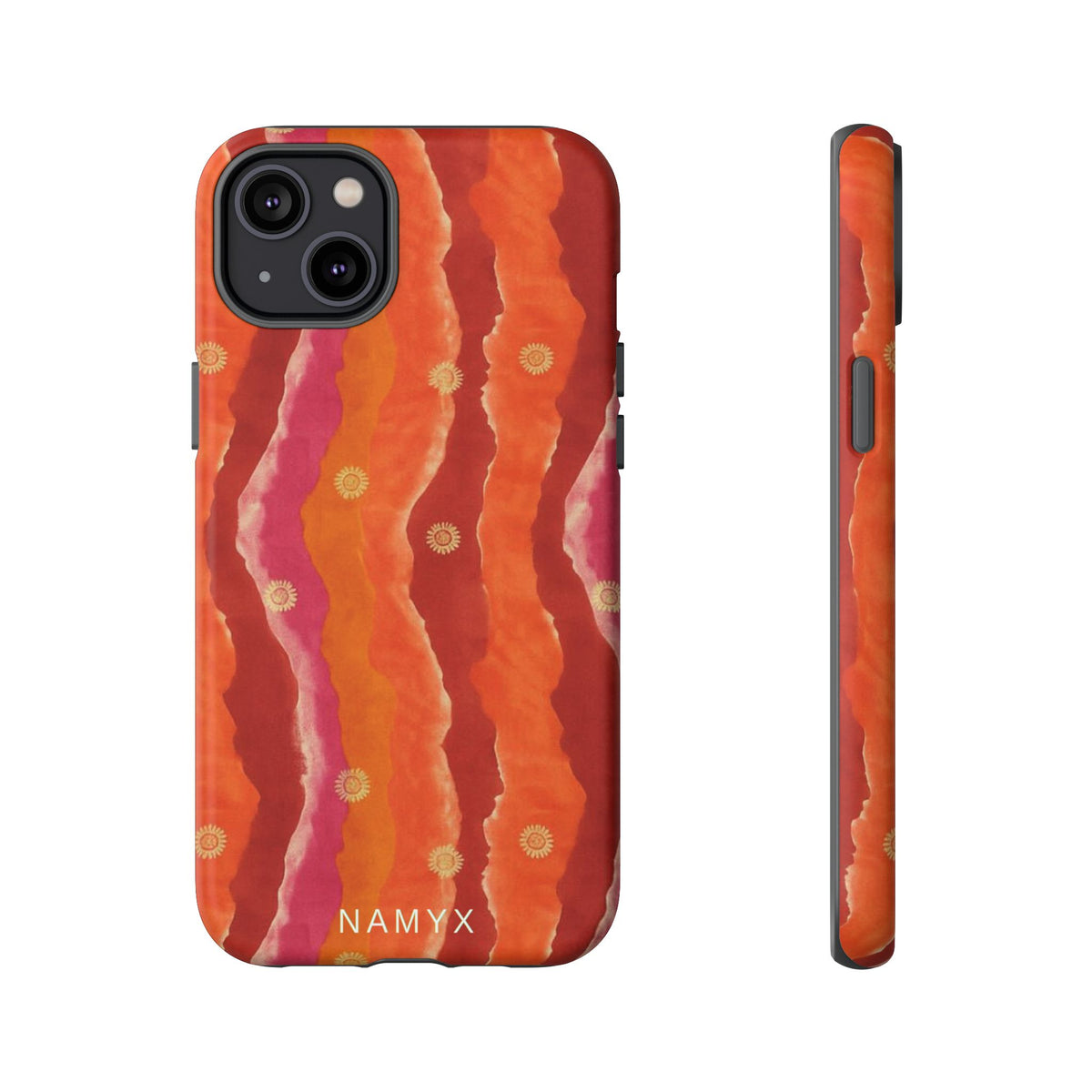 Abstract Red Waves Phone Case — Bold Orange & Pink Protective Tough Case
