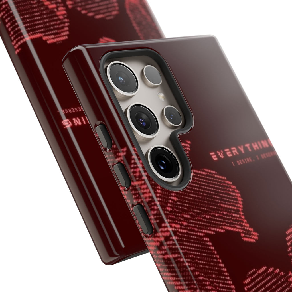 Floral Tough Phone Case — 'Everything' Burgundy Protective Cover