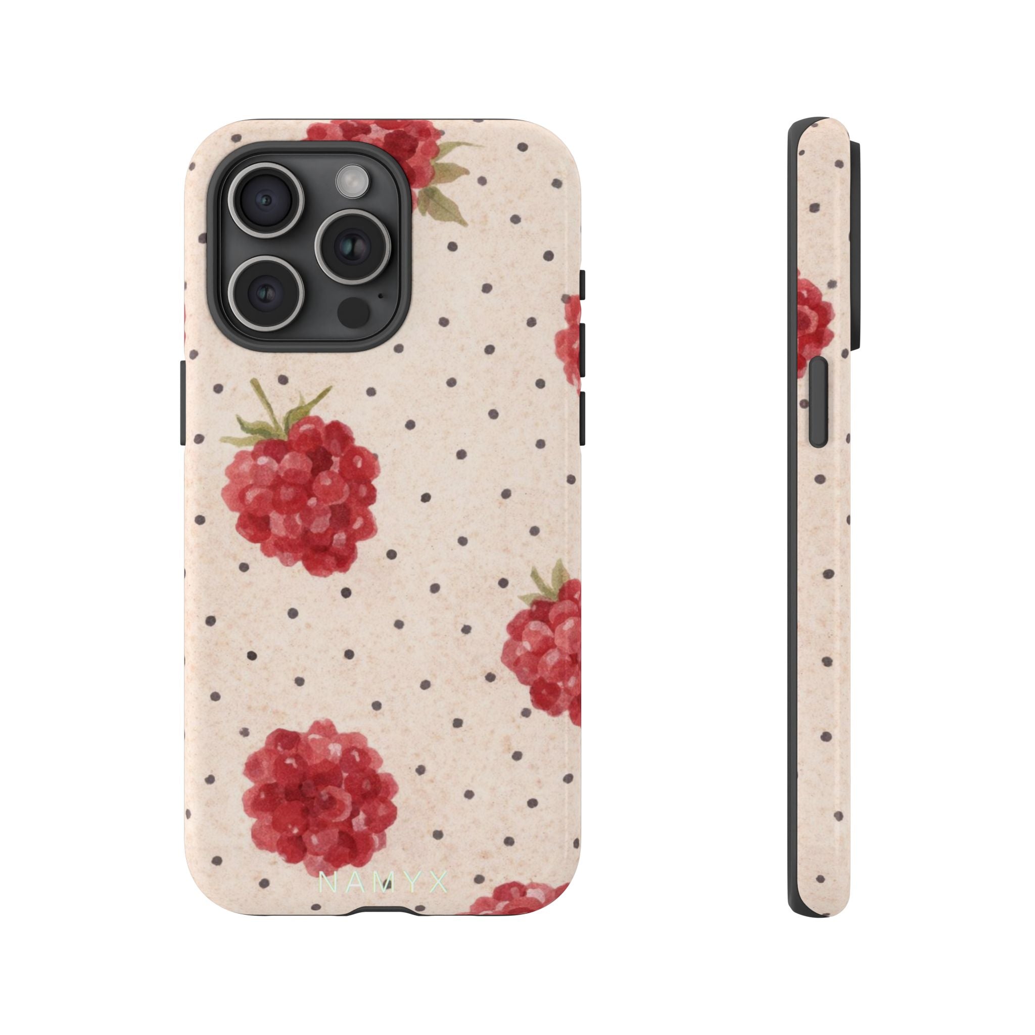 Raspberry Dotted Tough Phone Case — Vintage Floral Protective Cover