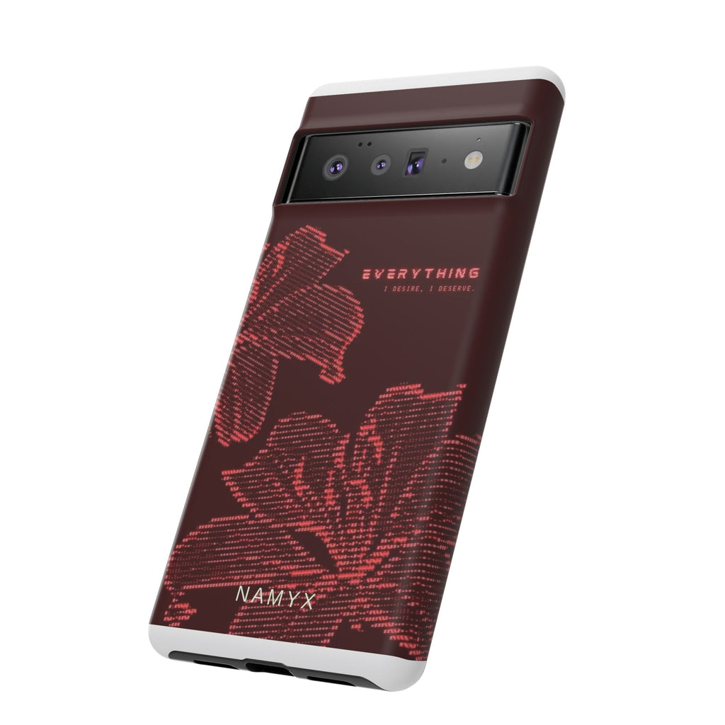 Floral Tough Phone Case — 'Everything' Burgundy Protective Cover