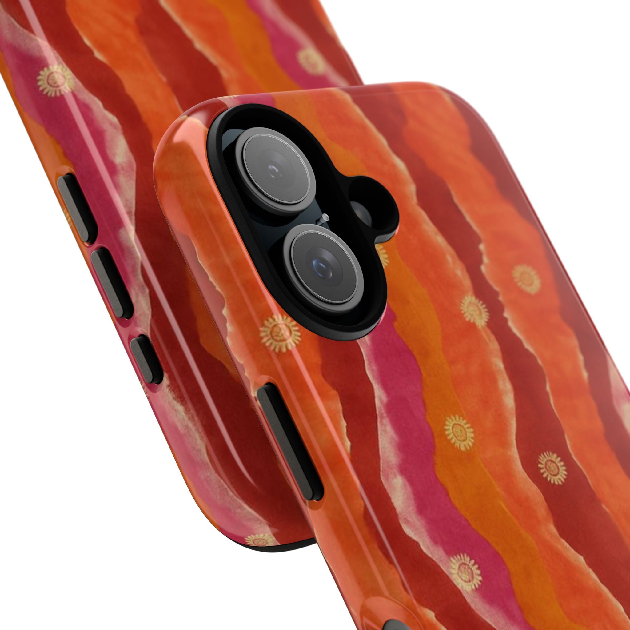 Abstract Red Waves Phone Case — Bold Orange & Pink Protective Tough Case