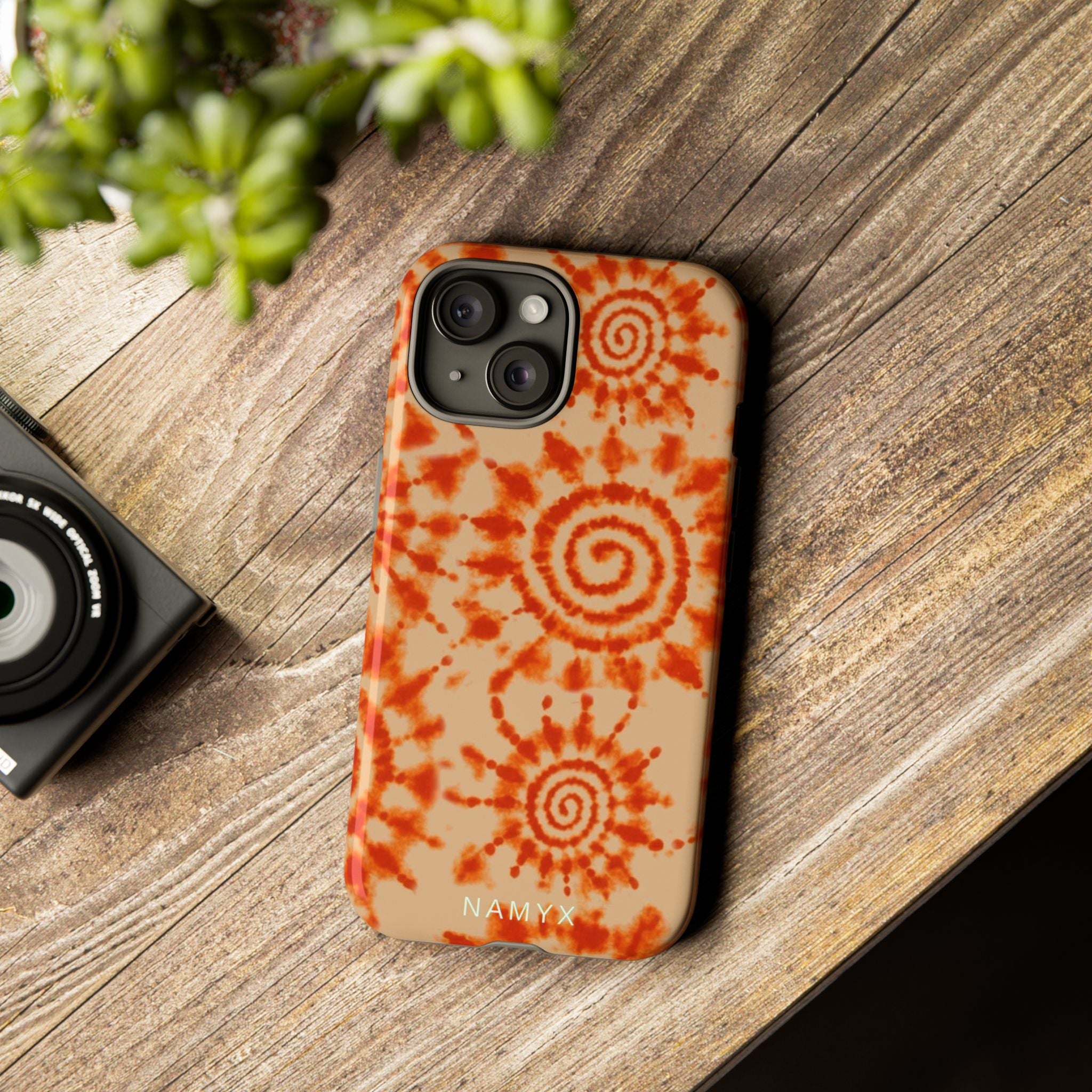 Tie-Dye Spiral Tough Phone Case — Orange Retro Protective Case
