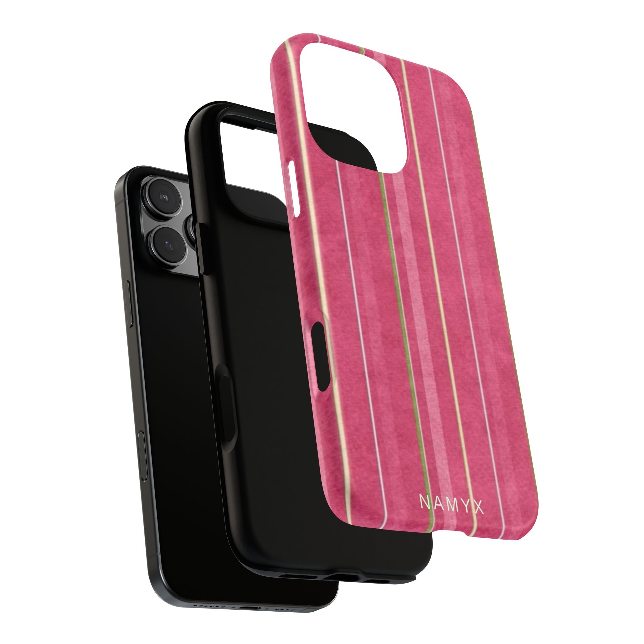 Pink Vertical Stripe Tough Phone Case — Durable Protective iPhone Cover with Subtle Vintage Stripes