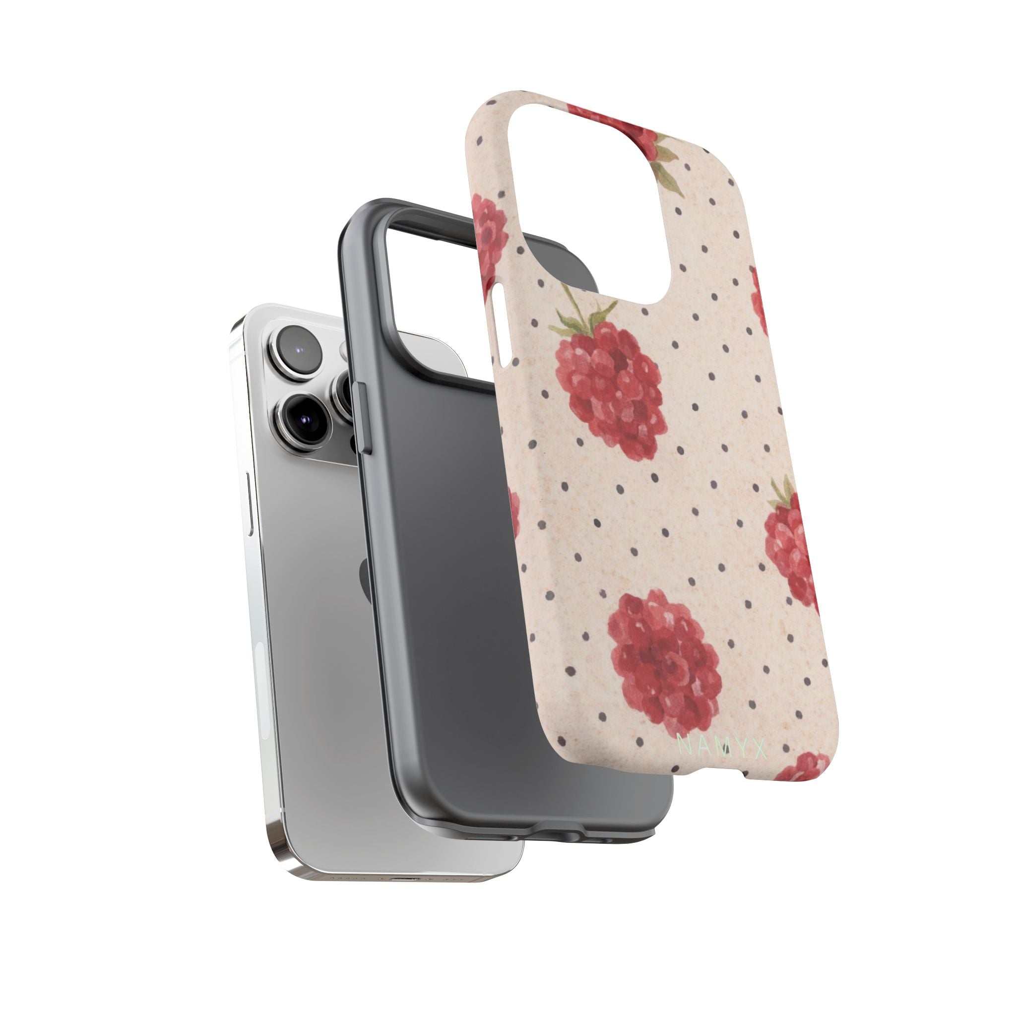Raspberry Dotted Tough Phone Case — Vintage Floral Protective Cover