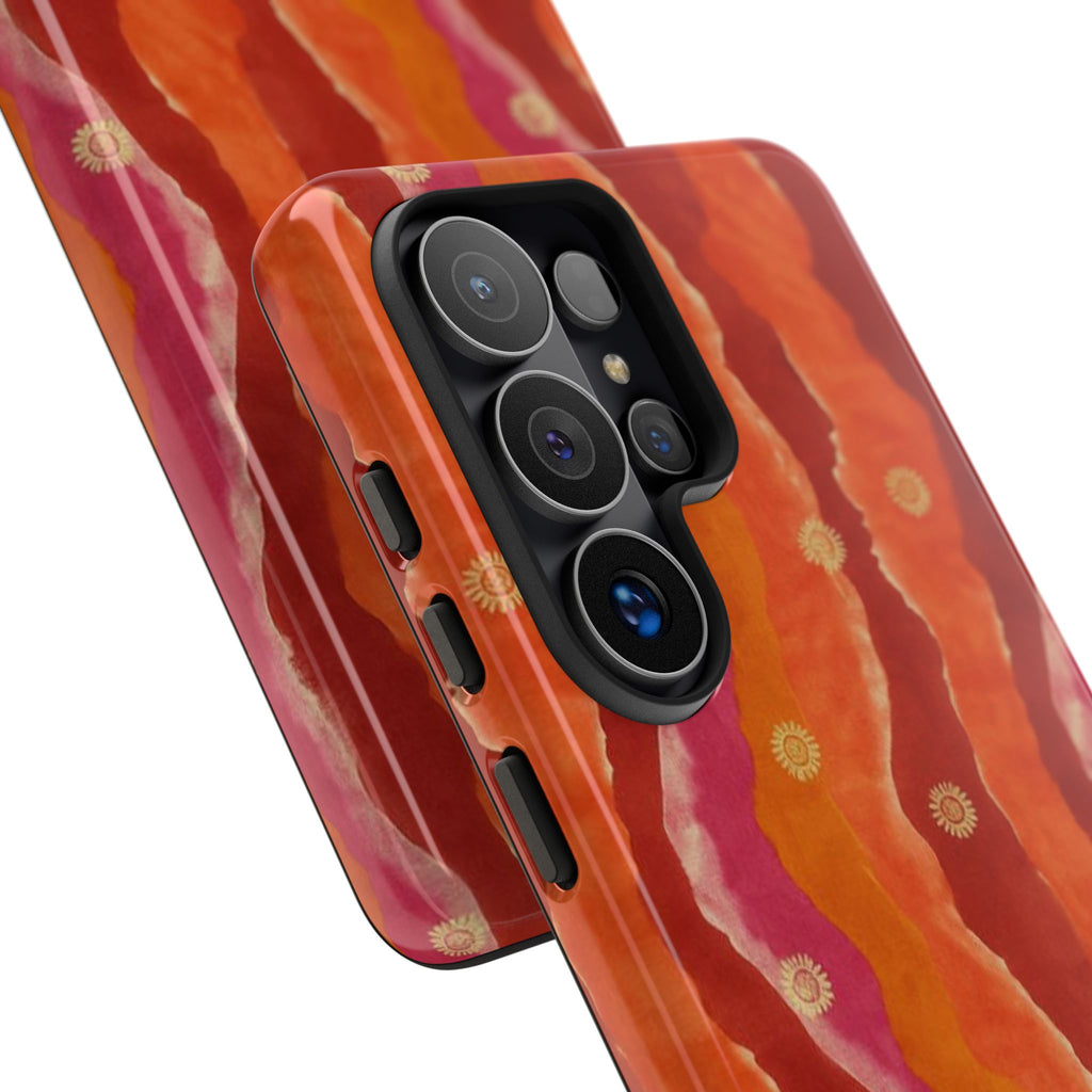 Abstract Red Waves Phone Case — Bold Orange & Pink Protective Tough Case