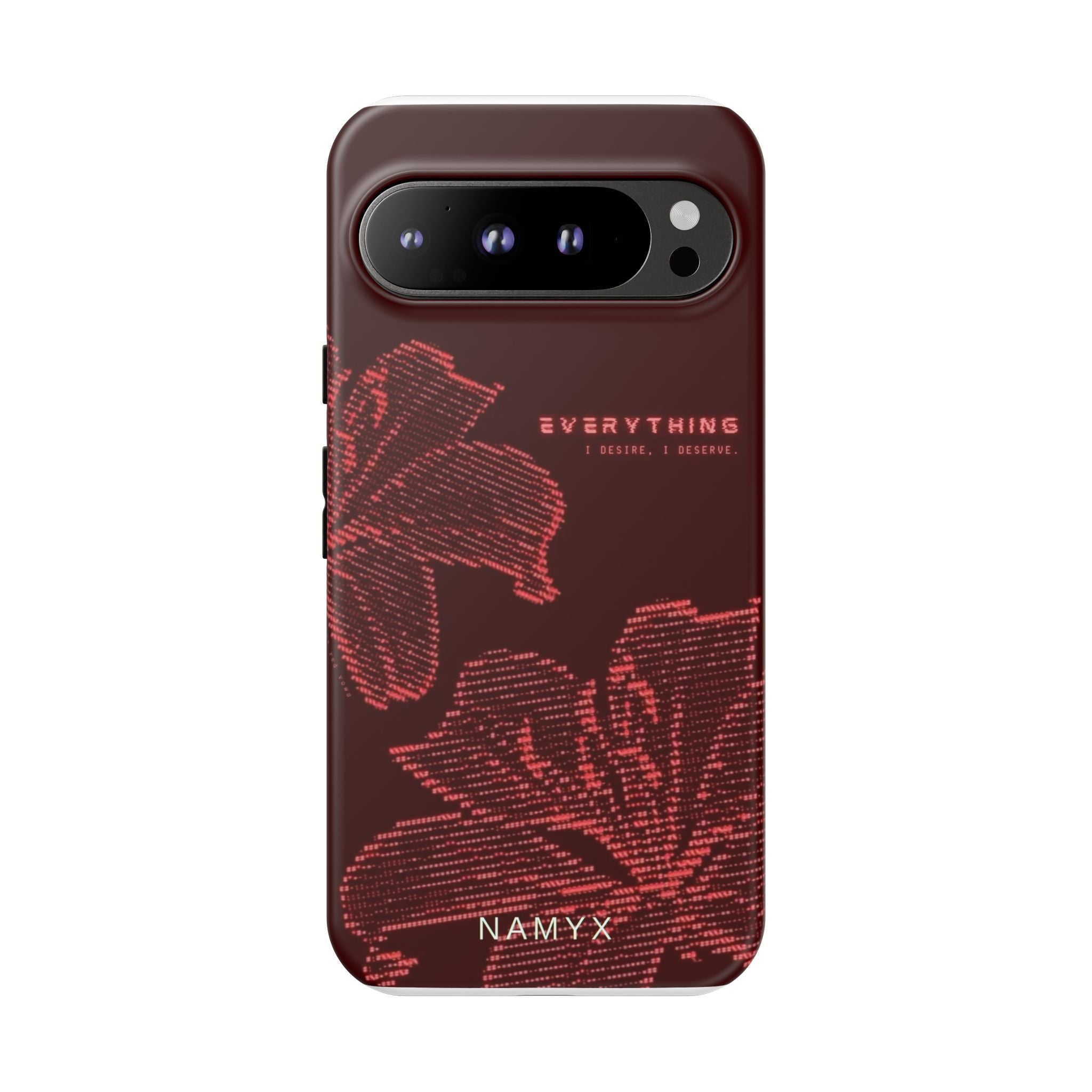 Floral Tough Phone Case — 'Everything' Burgundy Protective Cover