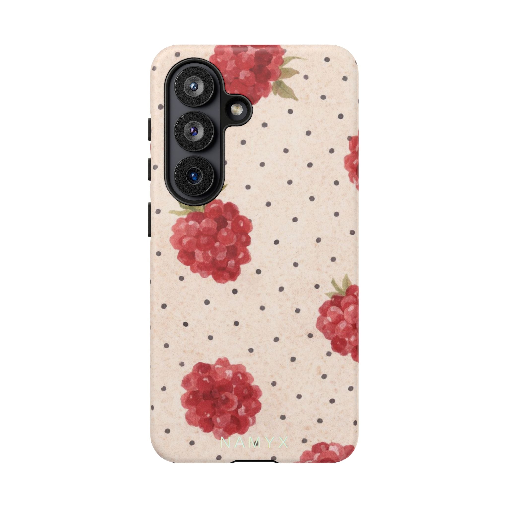 Raspberry Dotted Tough Phone Case — Vintage Floral Protective Cover