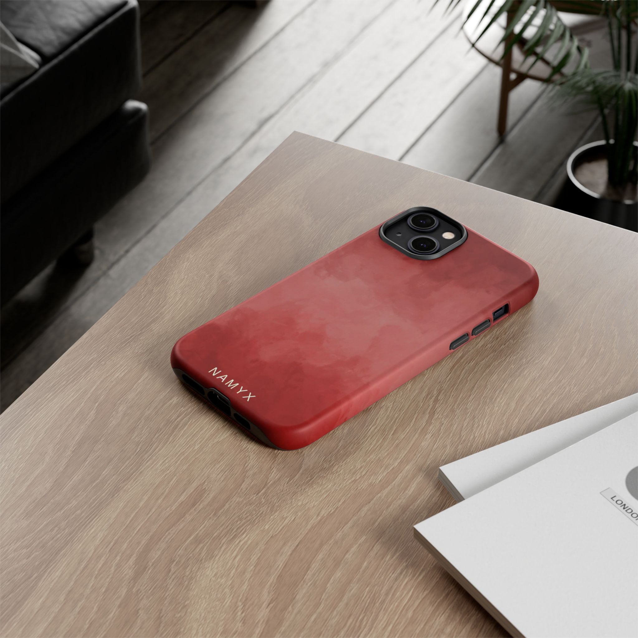 Red Watercolor Tough Phone Case — Durable Protective iPhone Cover
