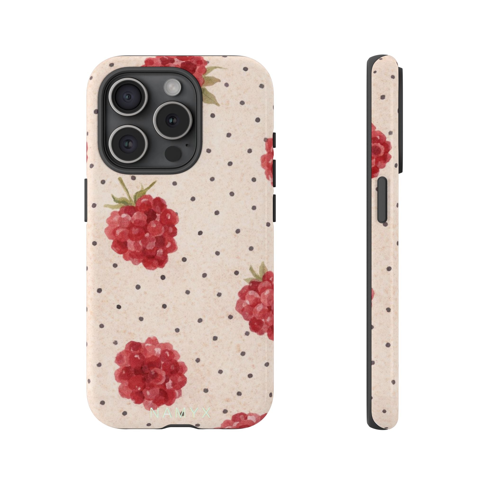 Raspberry Dotted Tough Phone Case — Vintage Floral Protective Cover