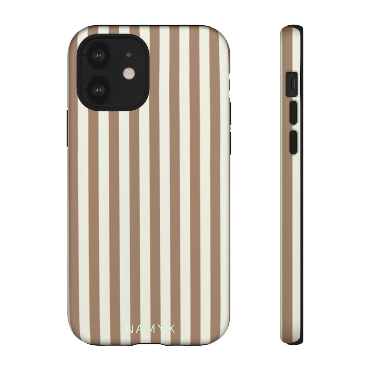 Striped Beige Phone Case — Classic Vertical Brown & Cream Stripe Tough Case