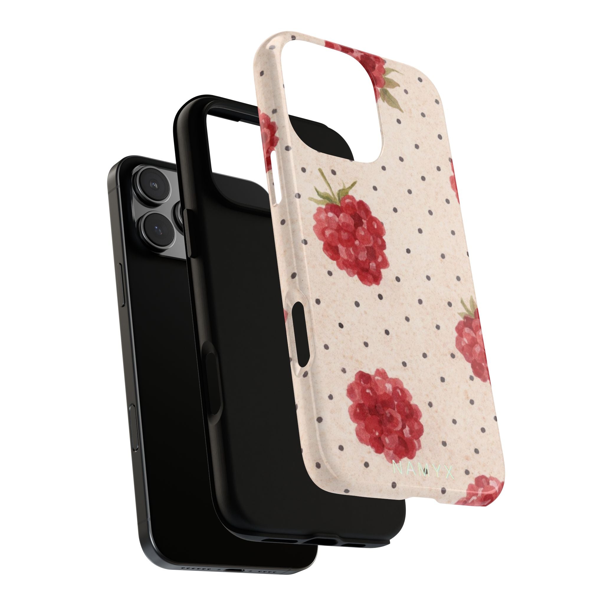 Raspberry Dotted Tough Phone Case — Vintage Floral Protective Cover