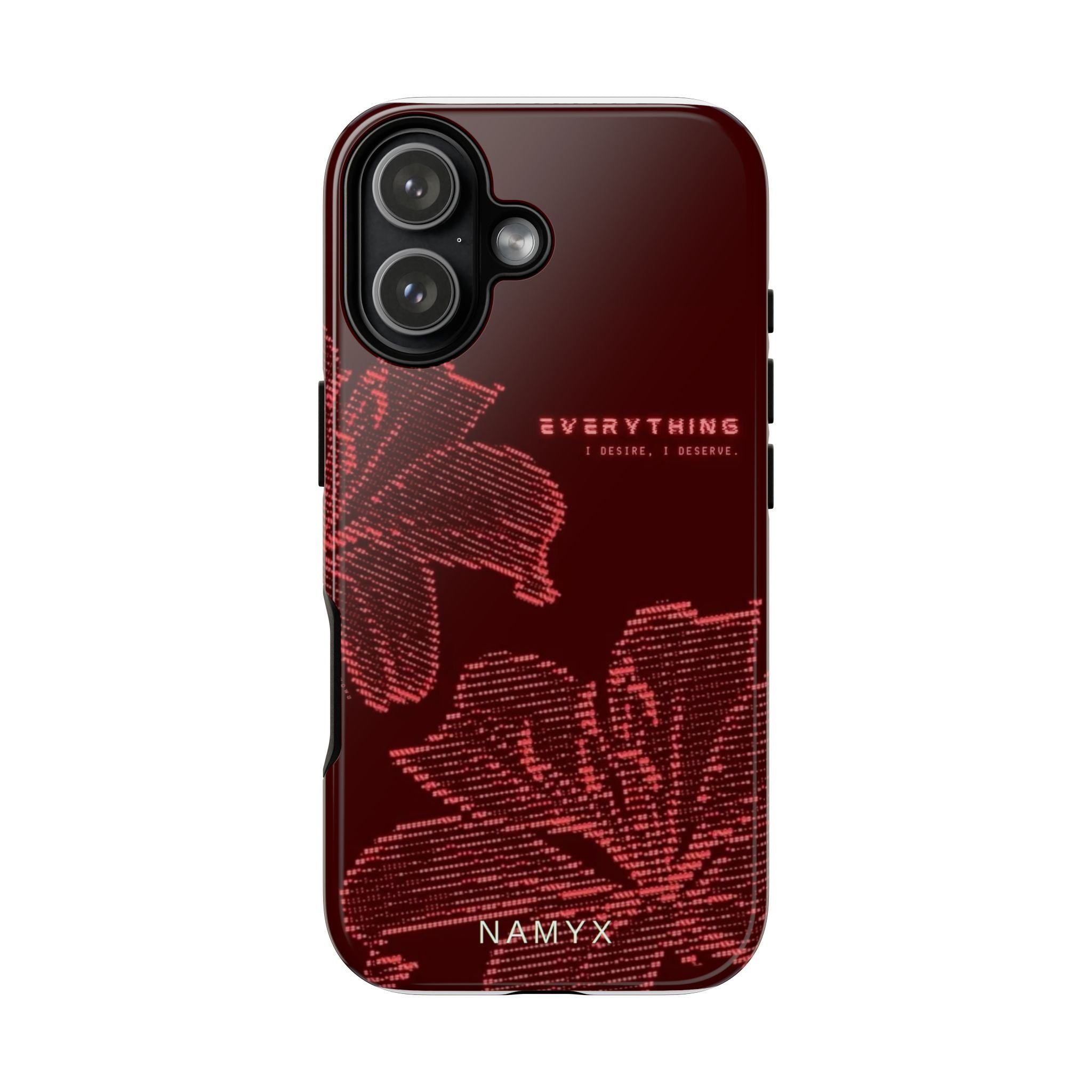 Floral Tough Phone Case — 'Everything' Burgundy Protective Cover