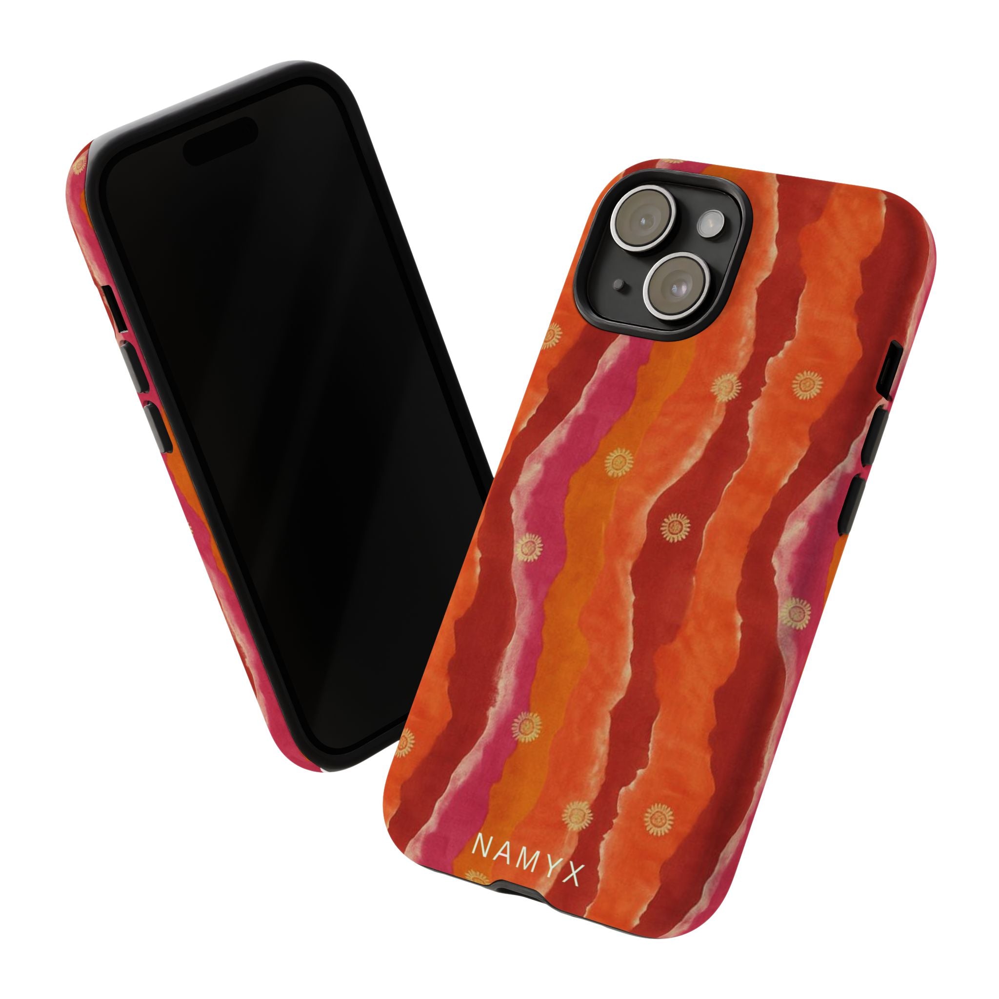 Abstract Red Waves Phone Case — Bold Orange & Pink Protective Tough Case