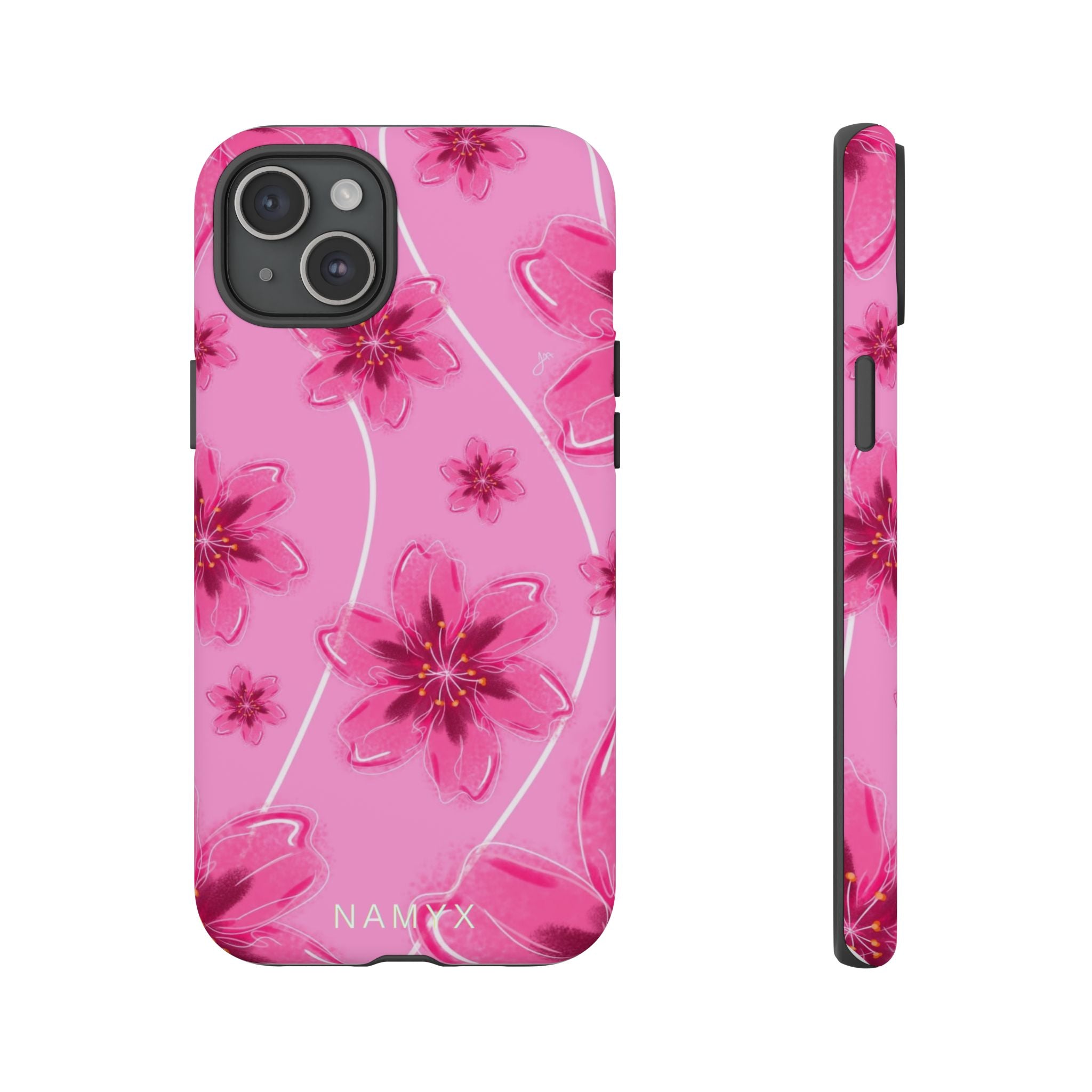 Pink Cherry Blossom Tough Phone Case — Floral Protective Cover