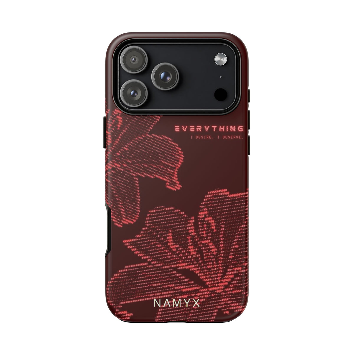 Floral Tough Phone Case — 'Everything' Burgundy Protective Cover