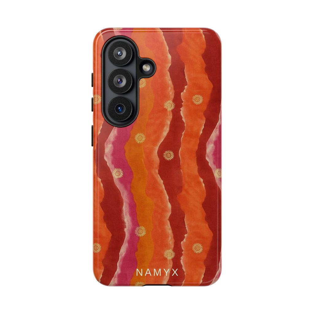 Abstract Red Waves Phone Case — Bold Orange & Pink Protective Tough Case