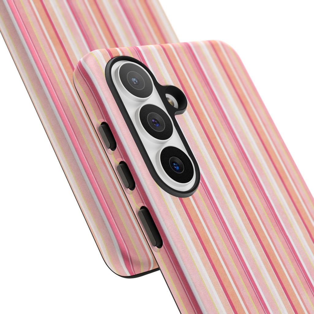Pink Vintage Stripe Tough Phone Case