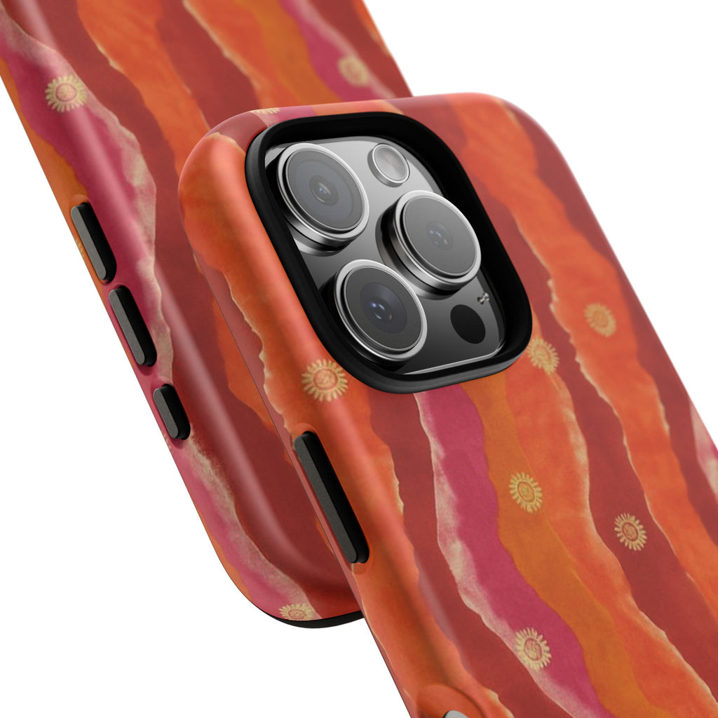 Abstract Red Waves Phone Case — Bold Orange & Pink Protective Tough Case