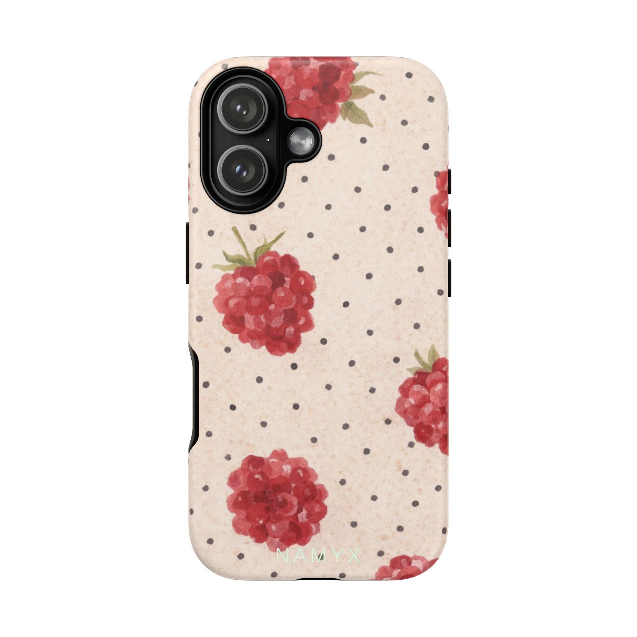Raspberry Dotted Tough Phone Case — Vintage Floral Protective Cover