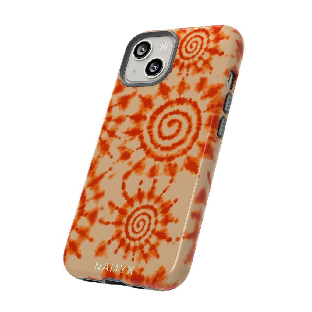 Tie-Dye Spiral Tough Phone Case — Orange Retro Protective Case