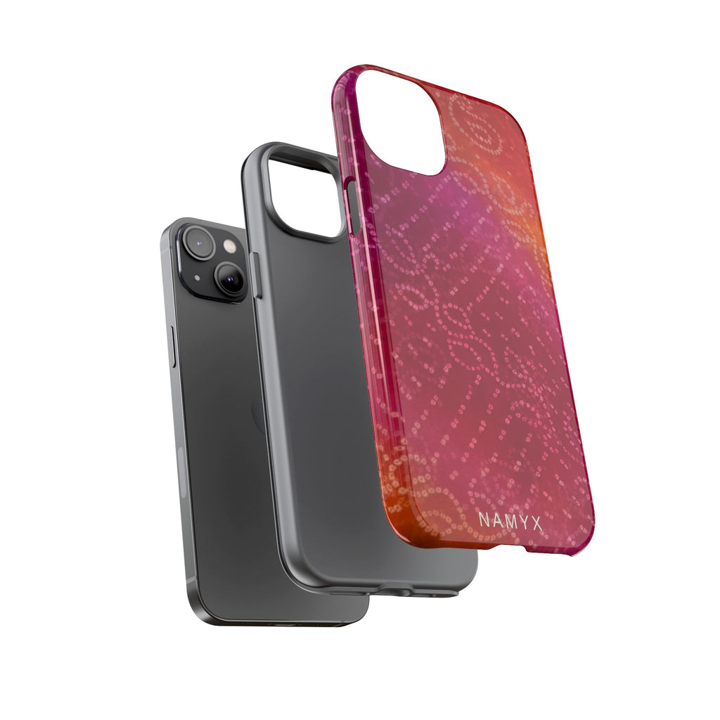 Floral Bandana Tough Case — Protective Phone Case with Pink Orange Paisley Design