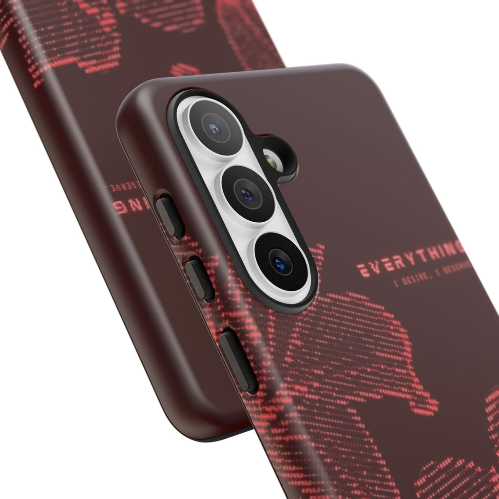 Floral Tough Phone Case — 'Everything' Burgundy Protective Cover