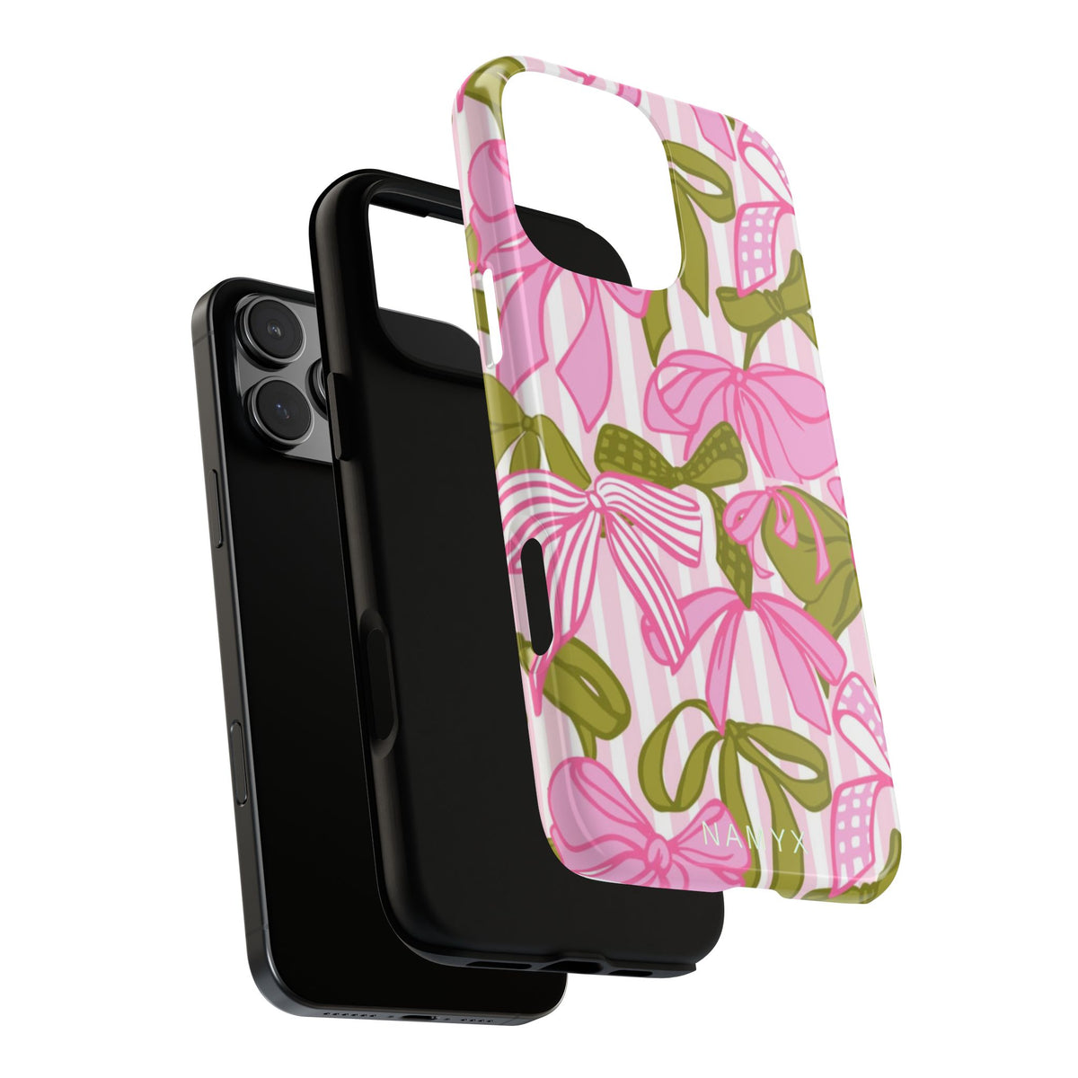 Bow Pattern Tough Case - Pink & Olive Floral Phone Cover