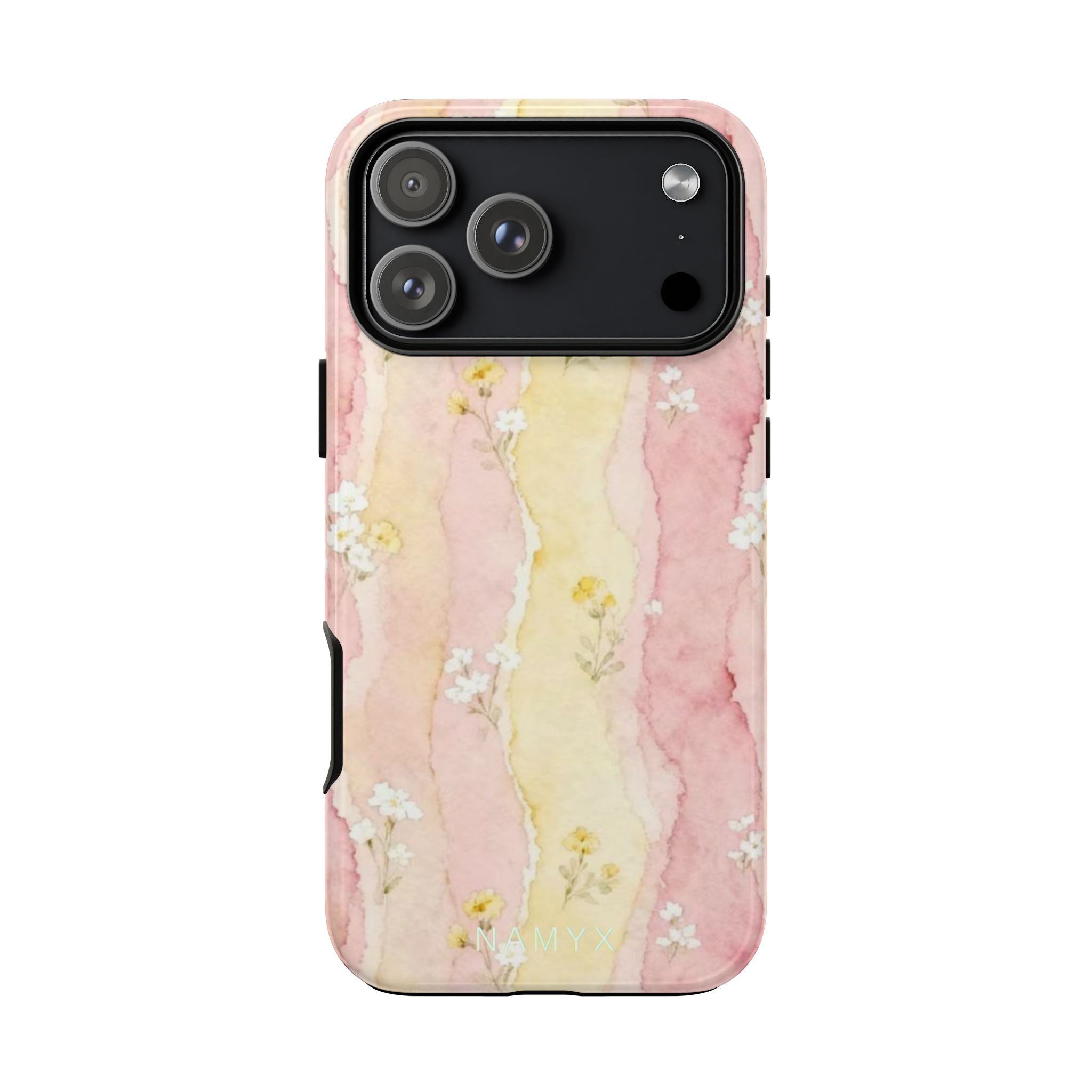 Floral Watercolor Tough Phone Case — Pink & Yellow Daisy Protective Cover