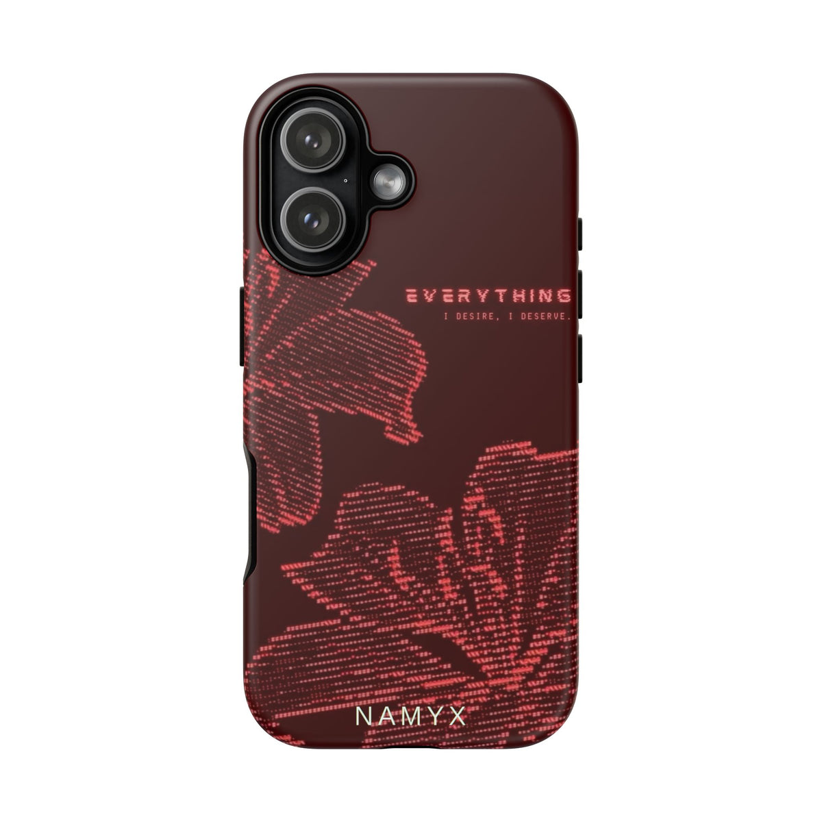 Floral Tough Phone Case — 'Everything' Burgundy Protective Cover