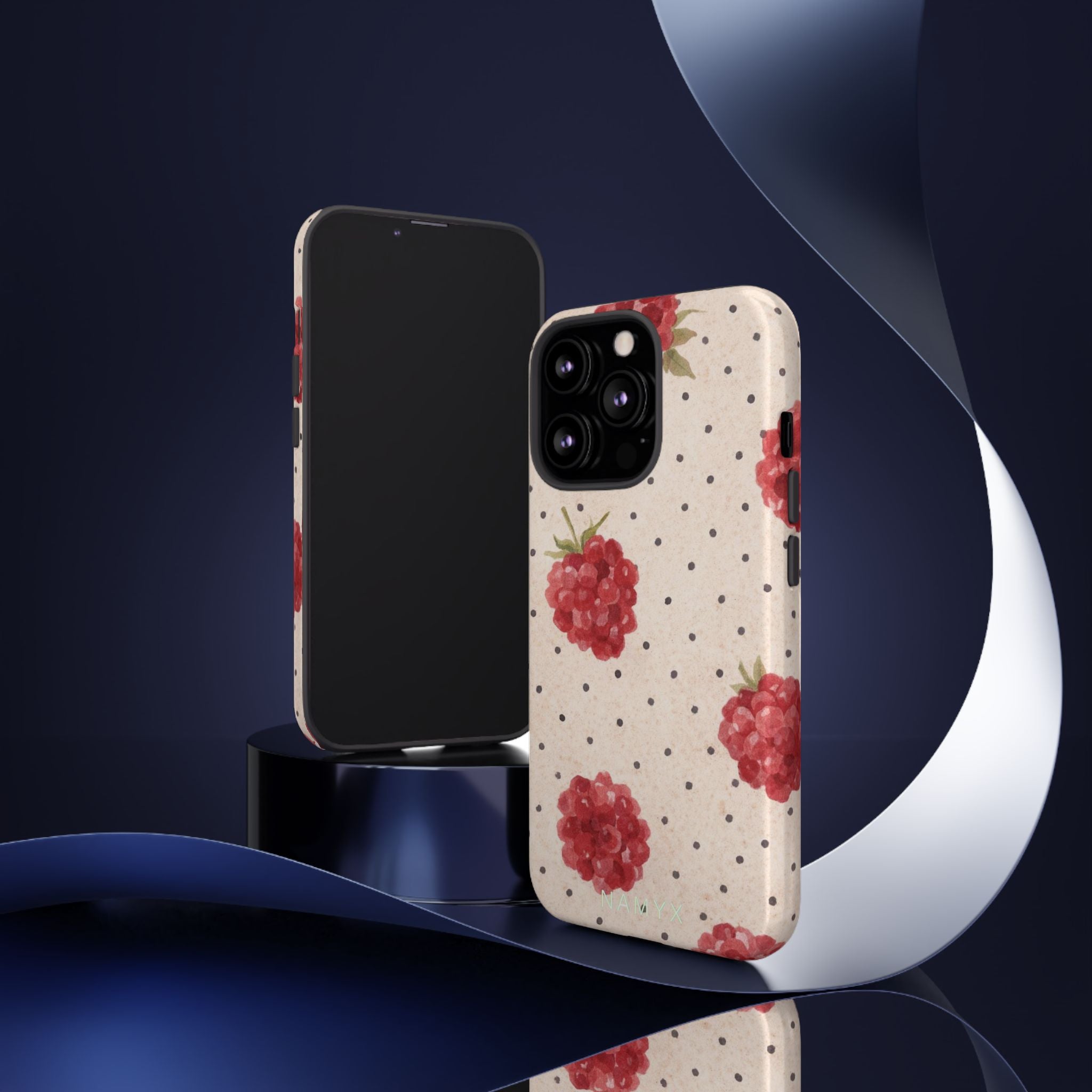 Raspberry Dotted Tough Phone Case — Vintage Floral Protective Cover