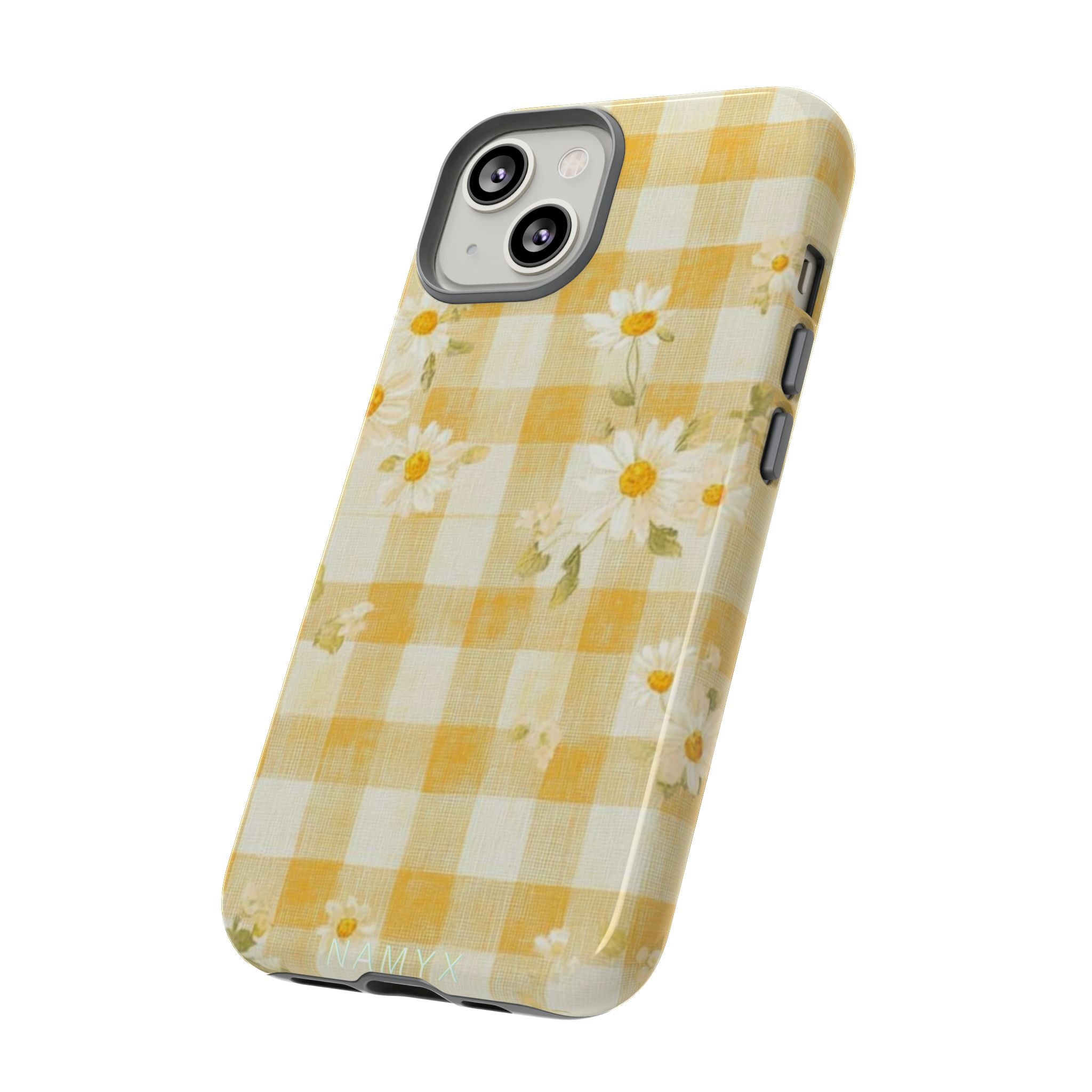 Daisy Gingham Tough Phone Case — Yellow Floral Protective Cover