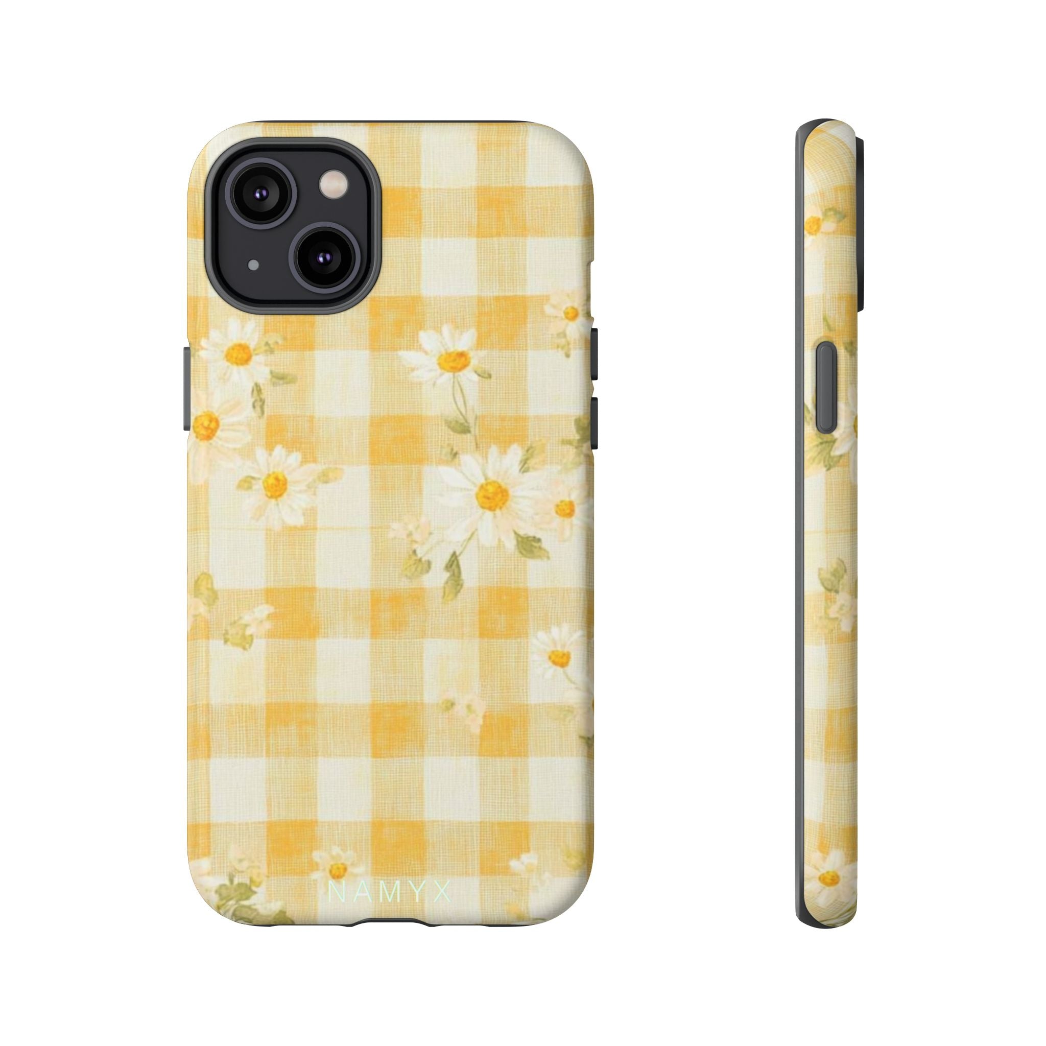 Daisy Gingham Tough Phone Case — Yellow Floral Protective Cover