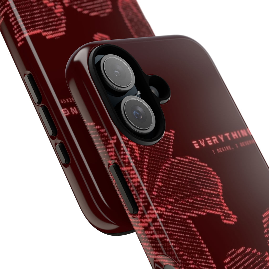 Floral Tough Phone Case — 'Everything' Burgundy Protective Cover