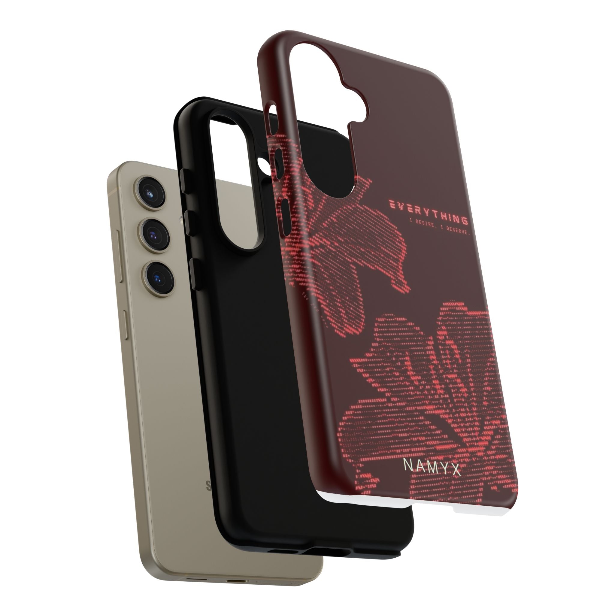 Floral Tough Phone Case — 'Everything' Burgundy Protective Cover