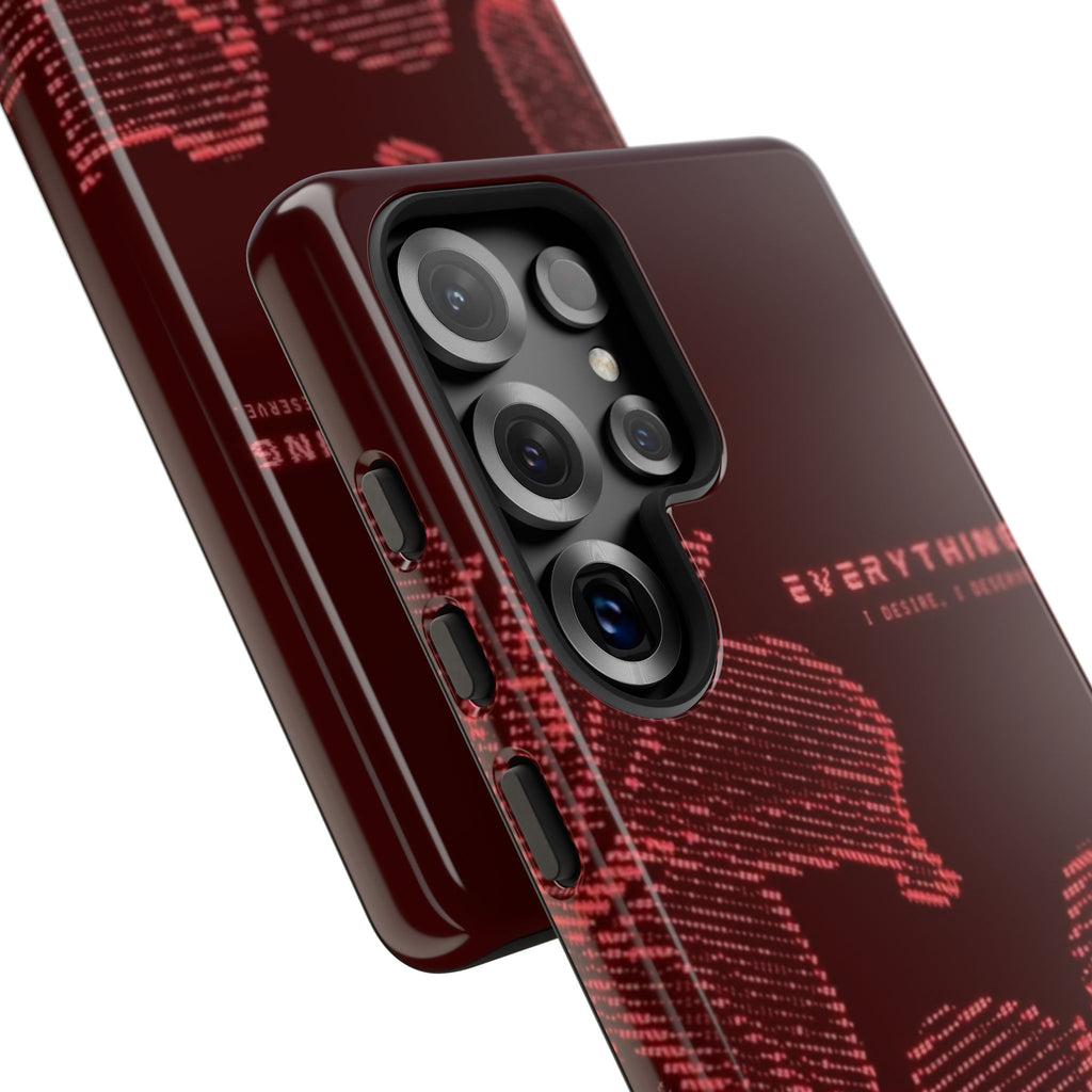 Floral Tough Phone Case — 'Everything' Burgundy Protective Cover