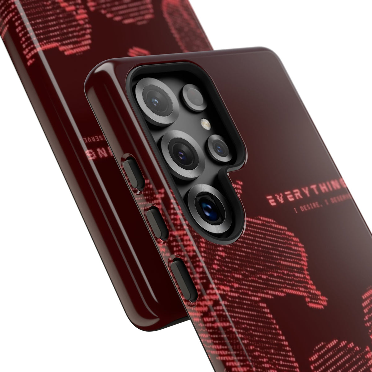 Floral Tough Phone Case — 'Everything' Burgundy Protective Cover